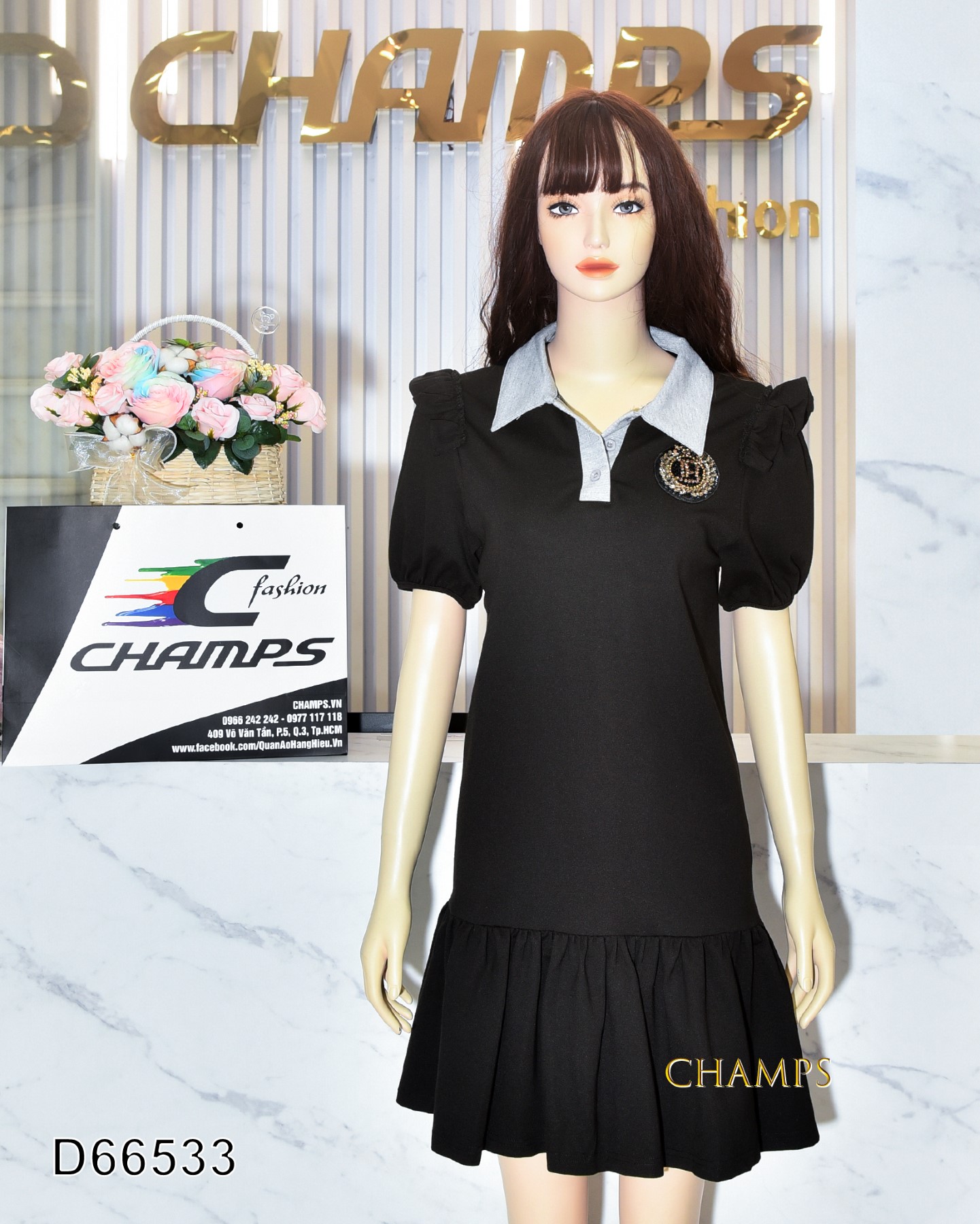 ĐẦM THUN ĐEN BÈO 66533