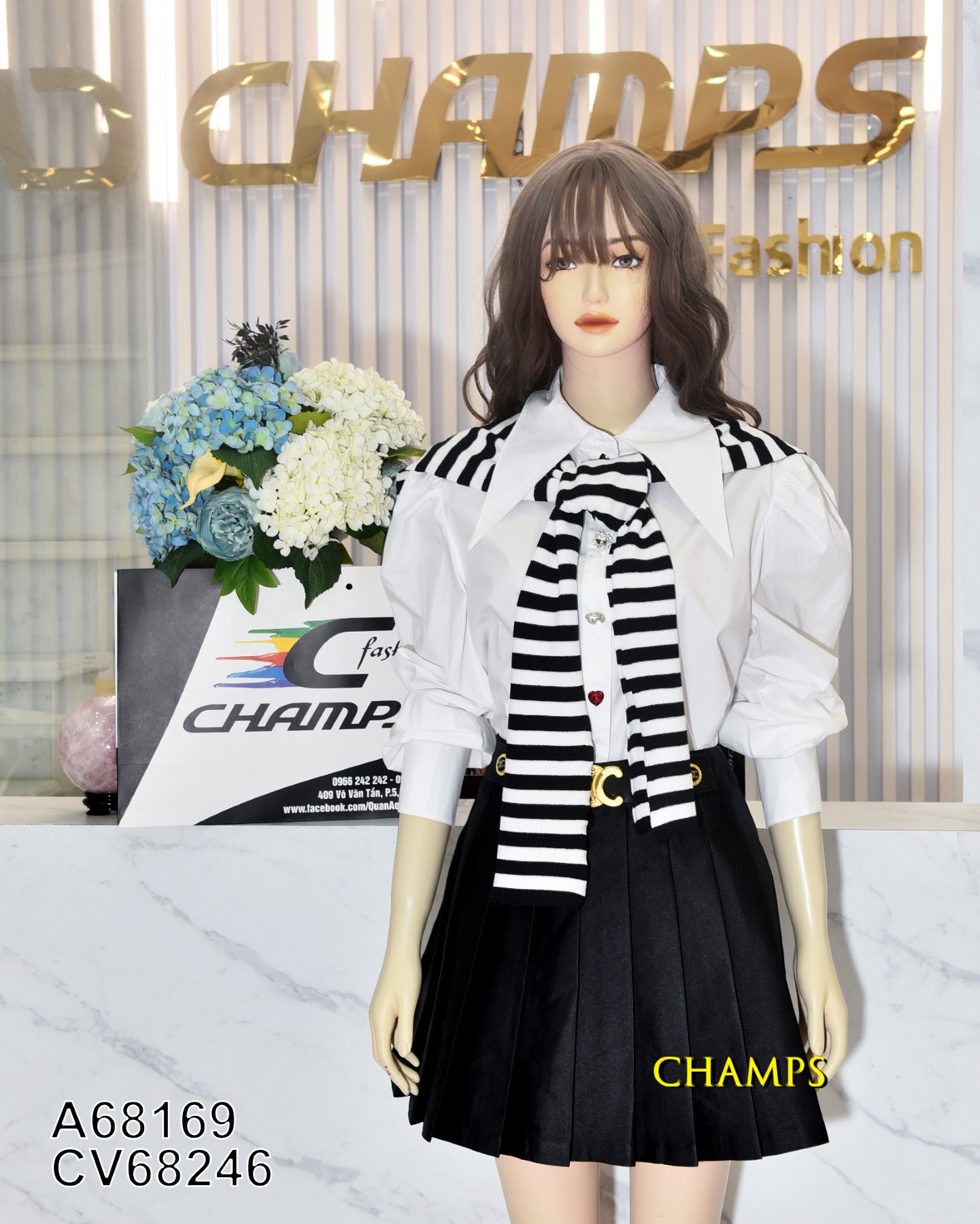 CHÂN VÁY XẾP LY ĐEN KHÓA 68246