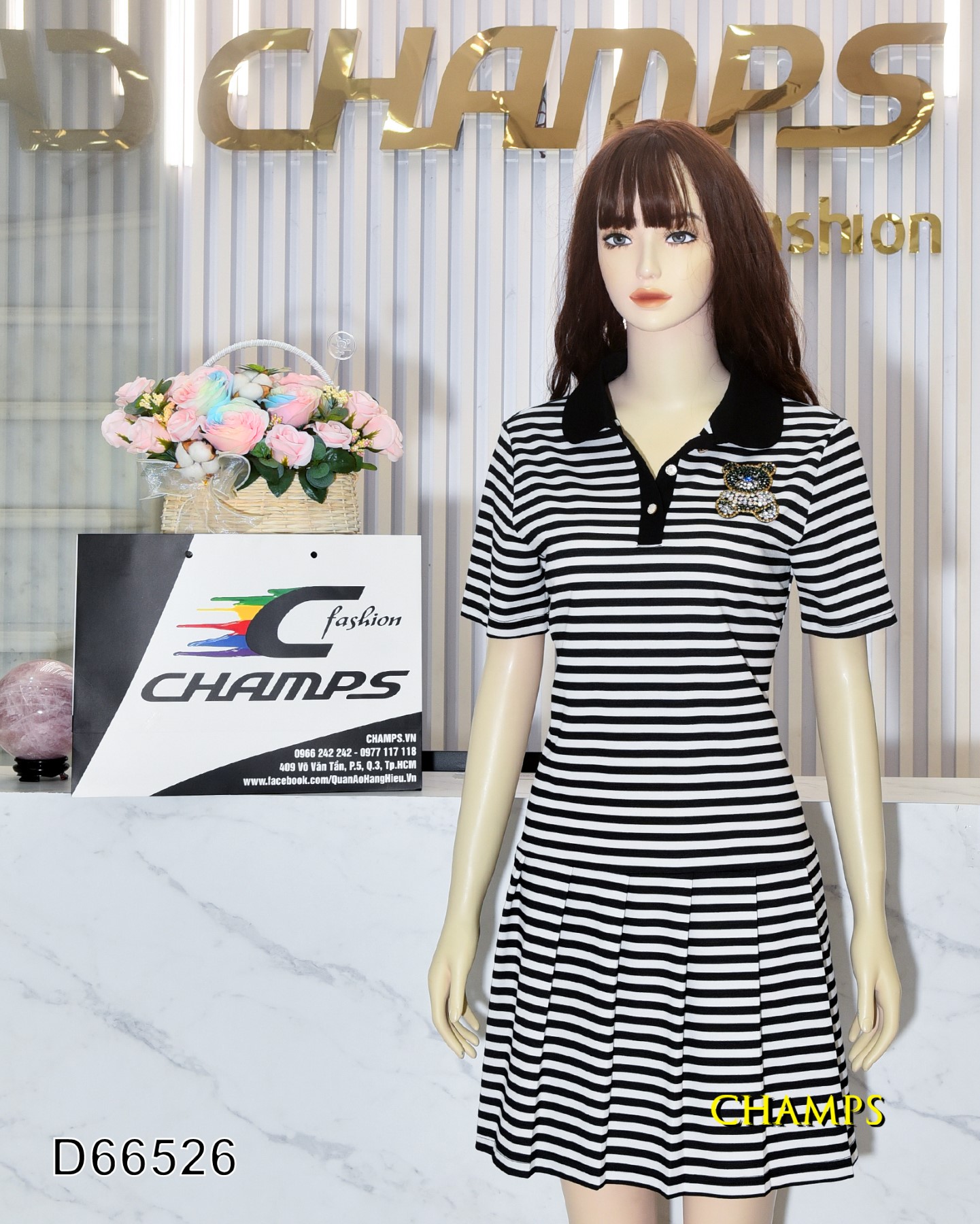 ĐẦM THUN KẺ ĐEN GẤU CƯỜM 66526