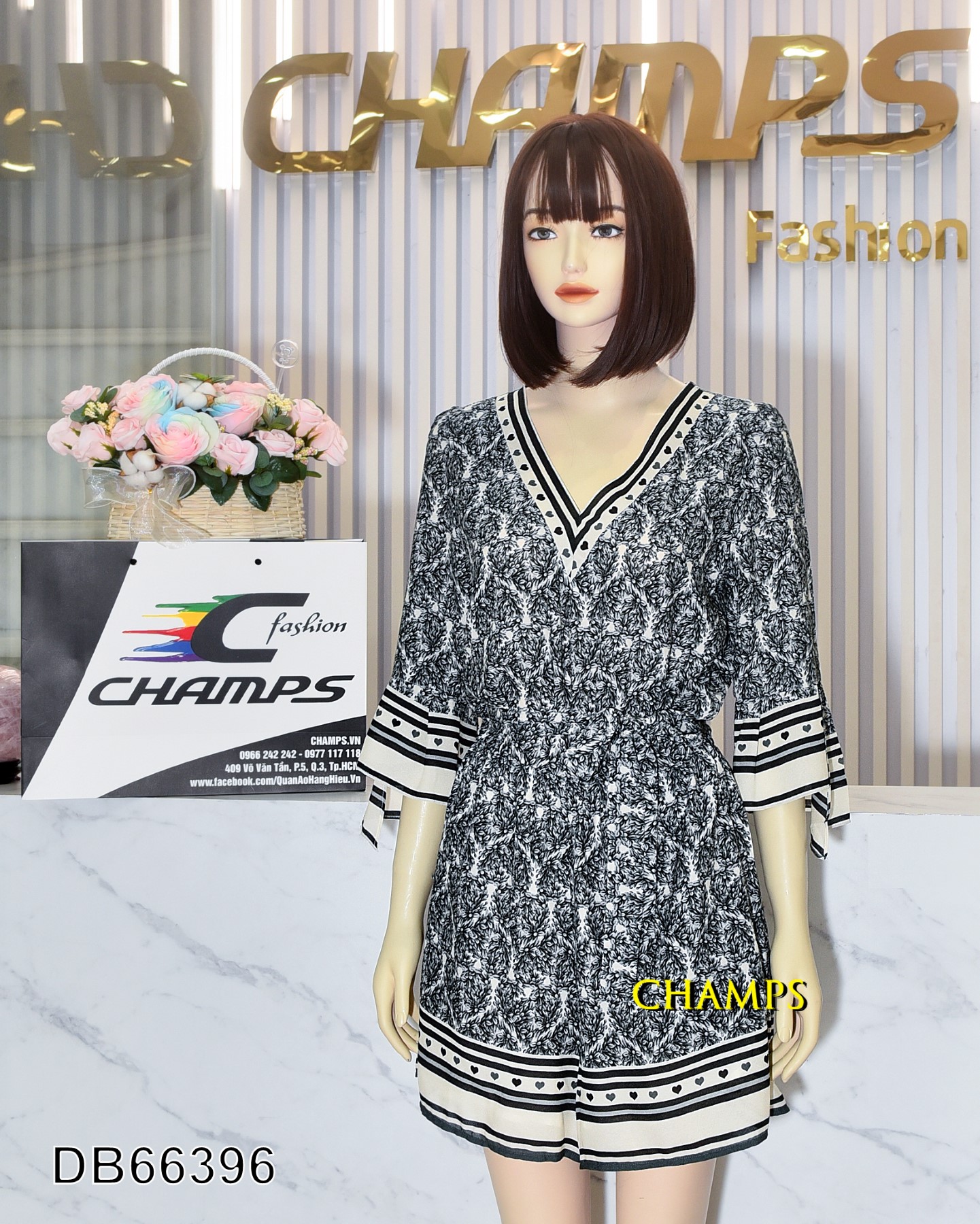 BỘ BAY LỤA HOA VĂN ĐEN+DN 66396