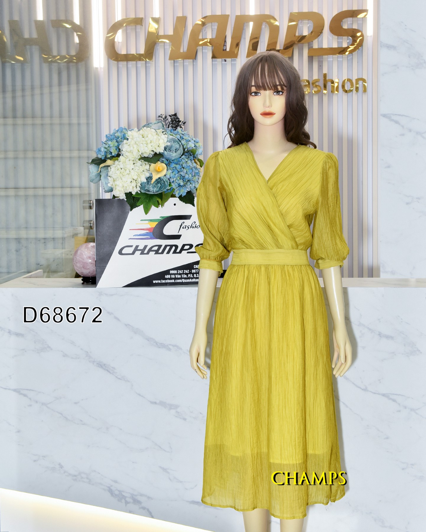 ĐẦM LỤA NHÚNG XANH CỐM 68672