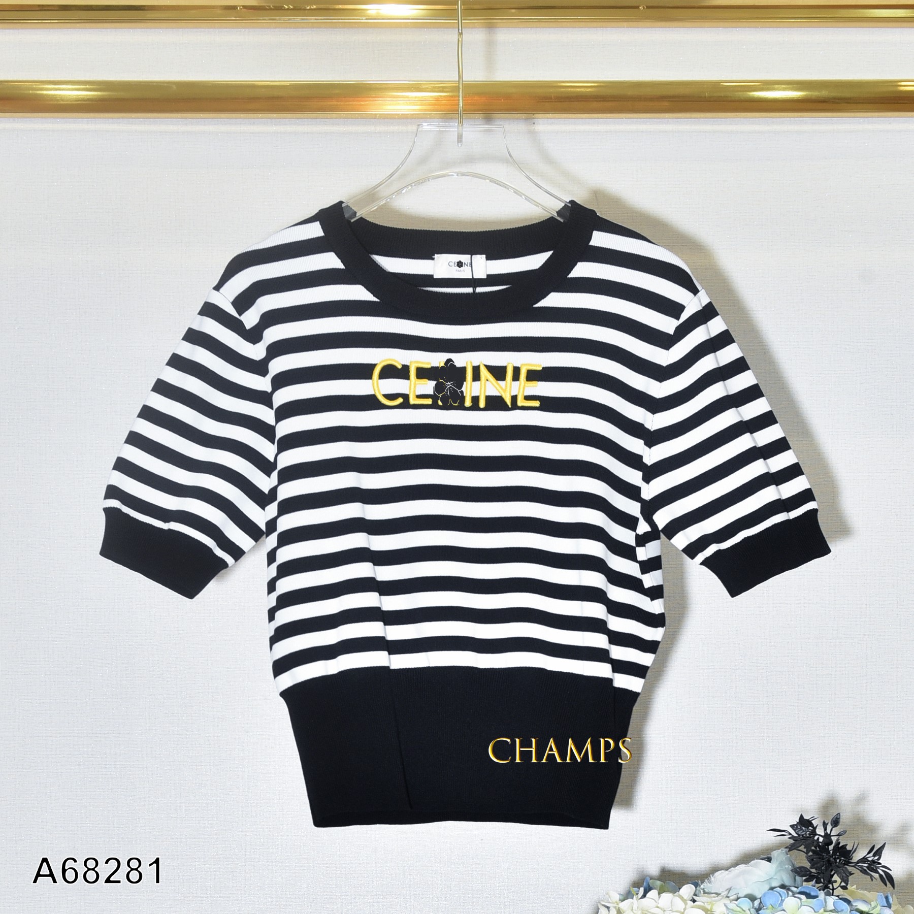 ÁO LEN CELINE KẺ ĐEN 68281