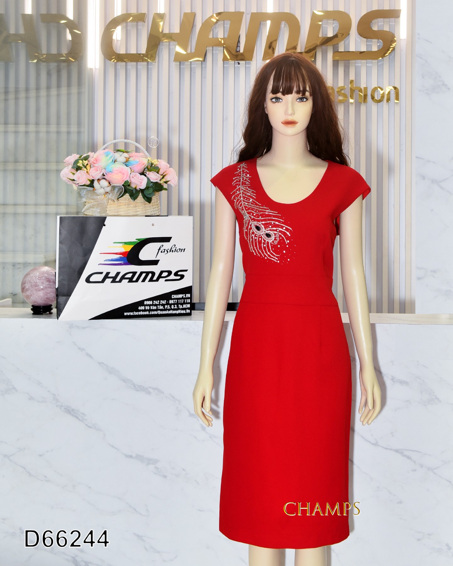 ĐẦM ALEX ĐỎ HÌNH ĐÁ 66244