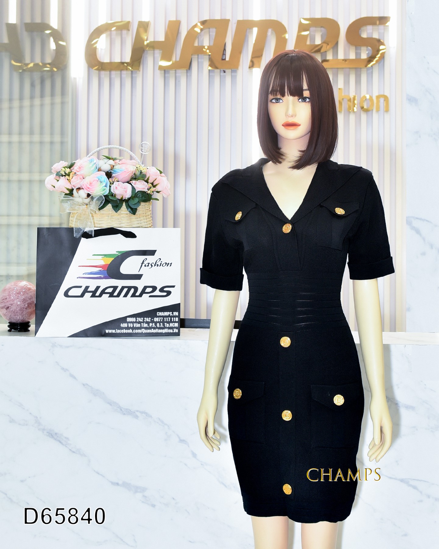 ĐẦM LEN ĐEN BALMAN 65840