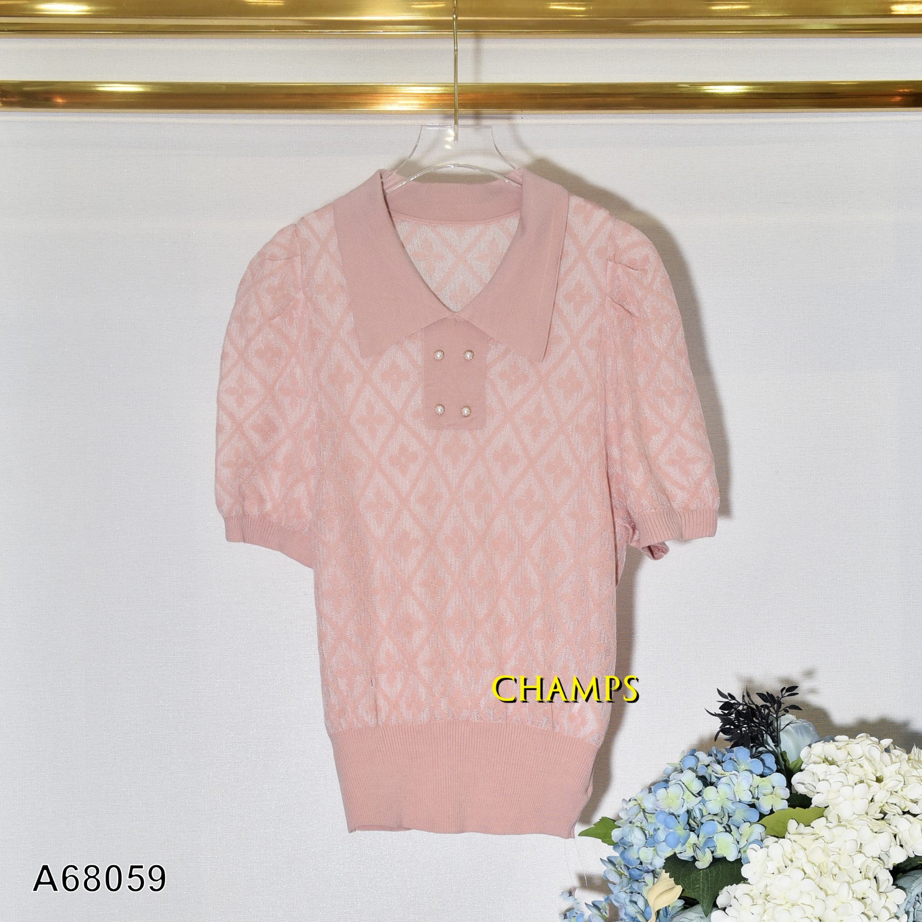 ÁO LEN HỒNG CỔ NÚT 68059