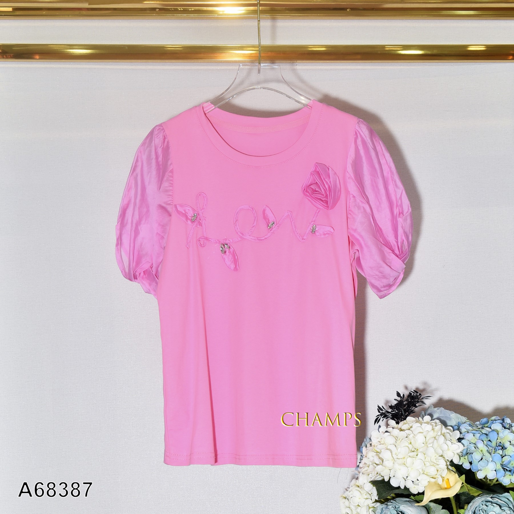 ÁO THUN HỒNG HOA NỔI 68387