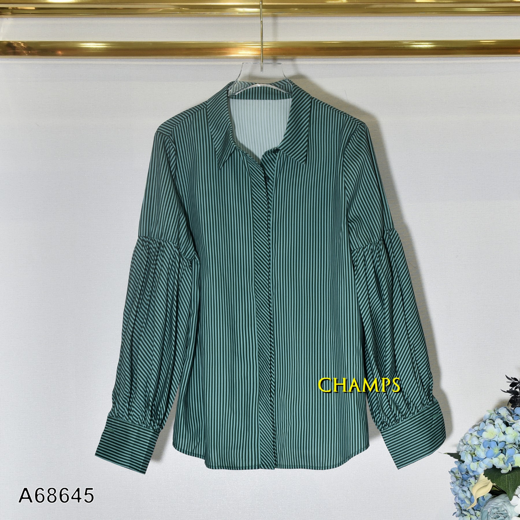 ÁO SƠ MI KẺ SỌC XANH LÁ 68645