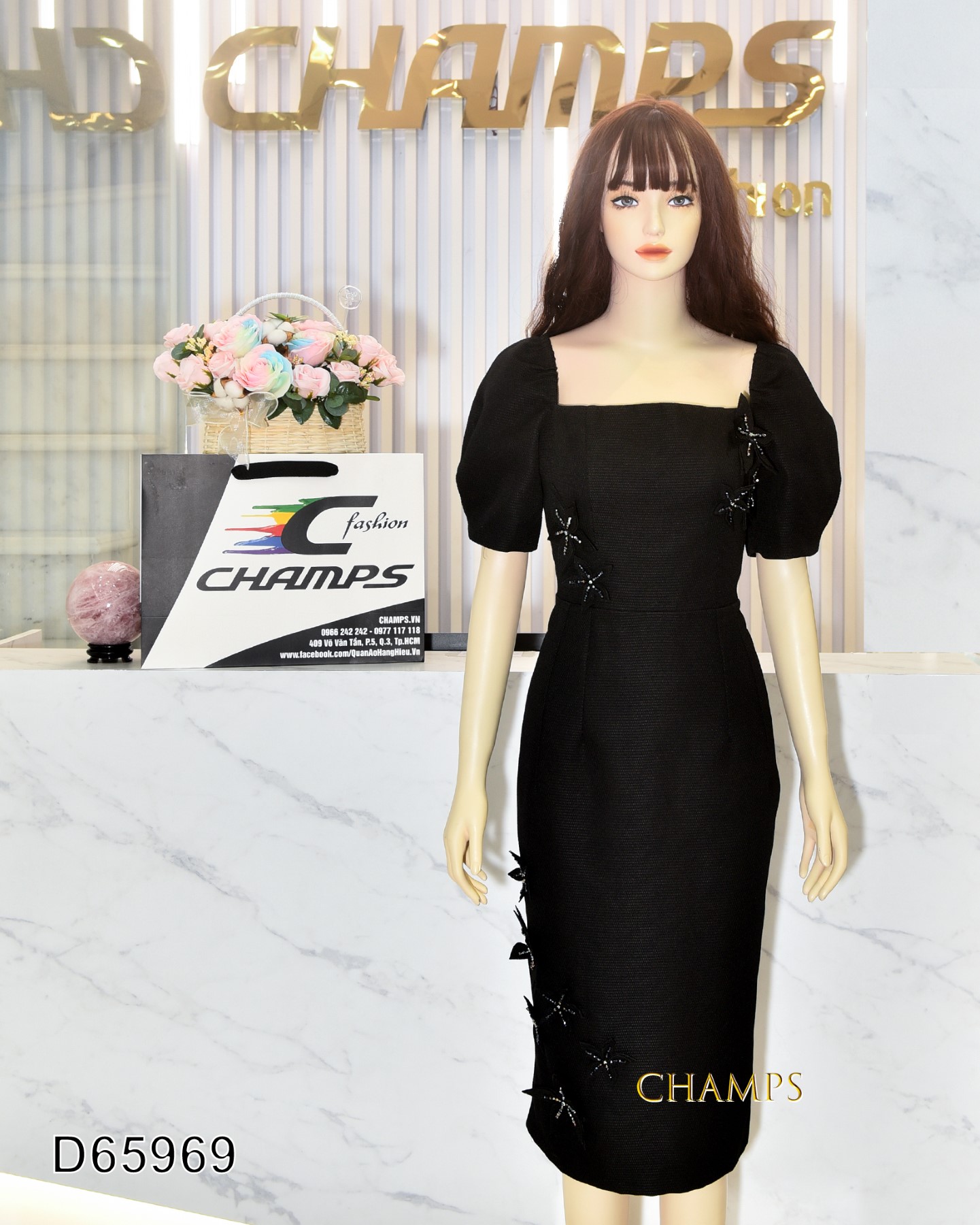 ĐẦM ĐEN ÔM HOA NỔI 65969