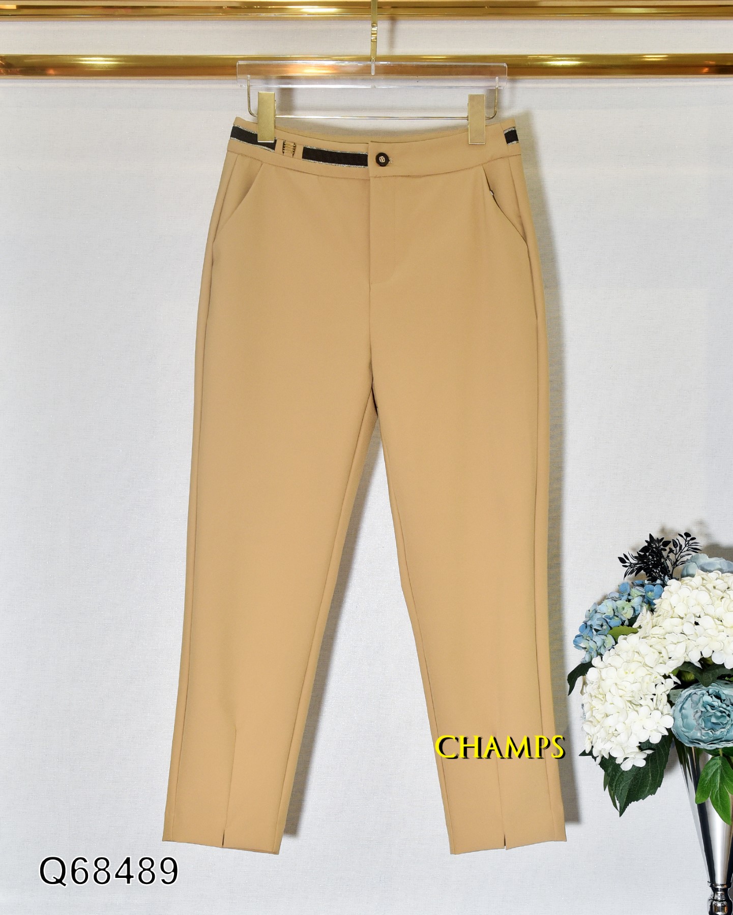 QUẦN TÂY KEM VIỀN LƯNG ĐEN KHOEN VÀNG 68489