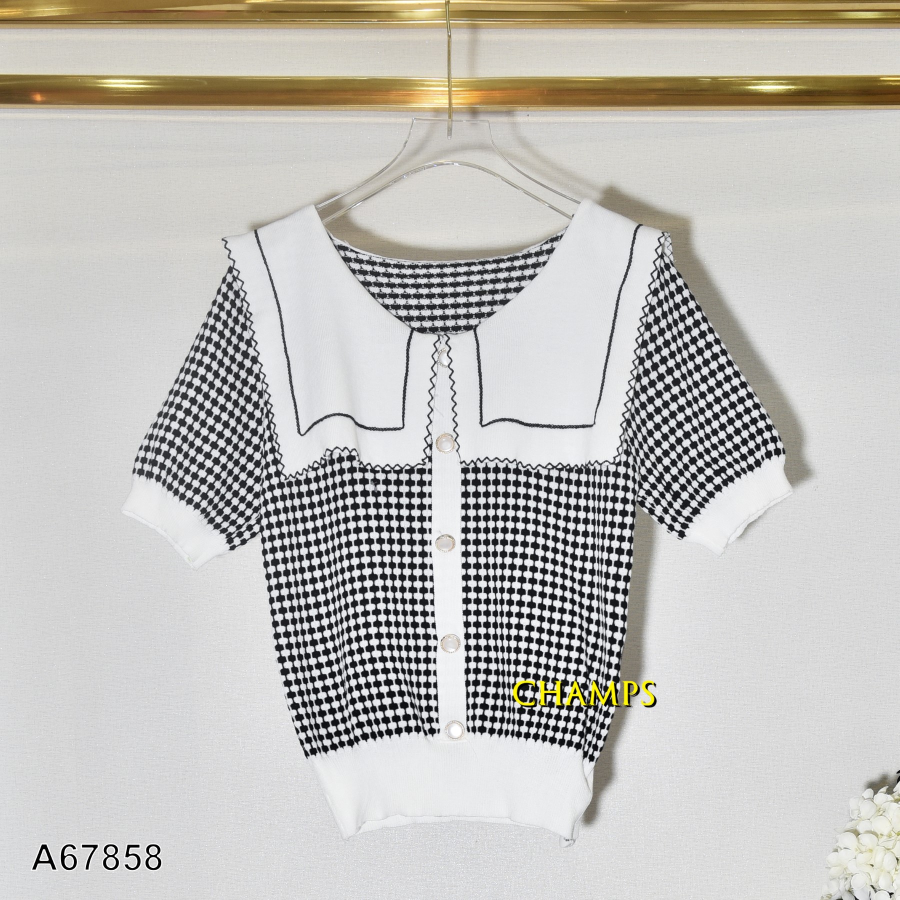 ÁO LEN HOA VĂN CỔ BÈO 67858