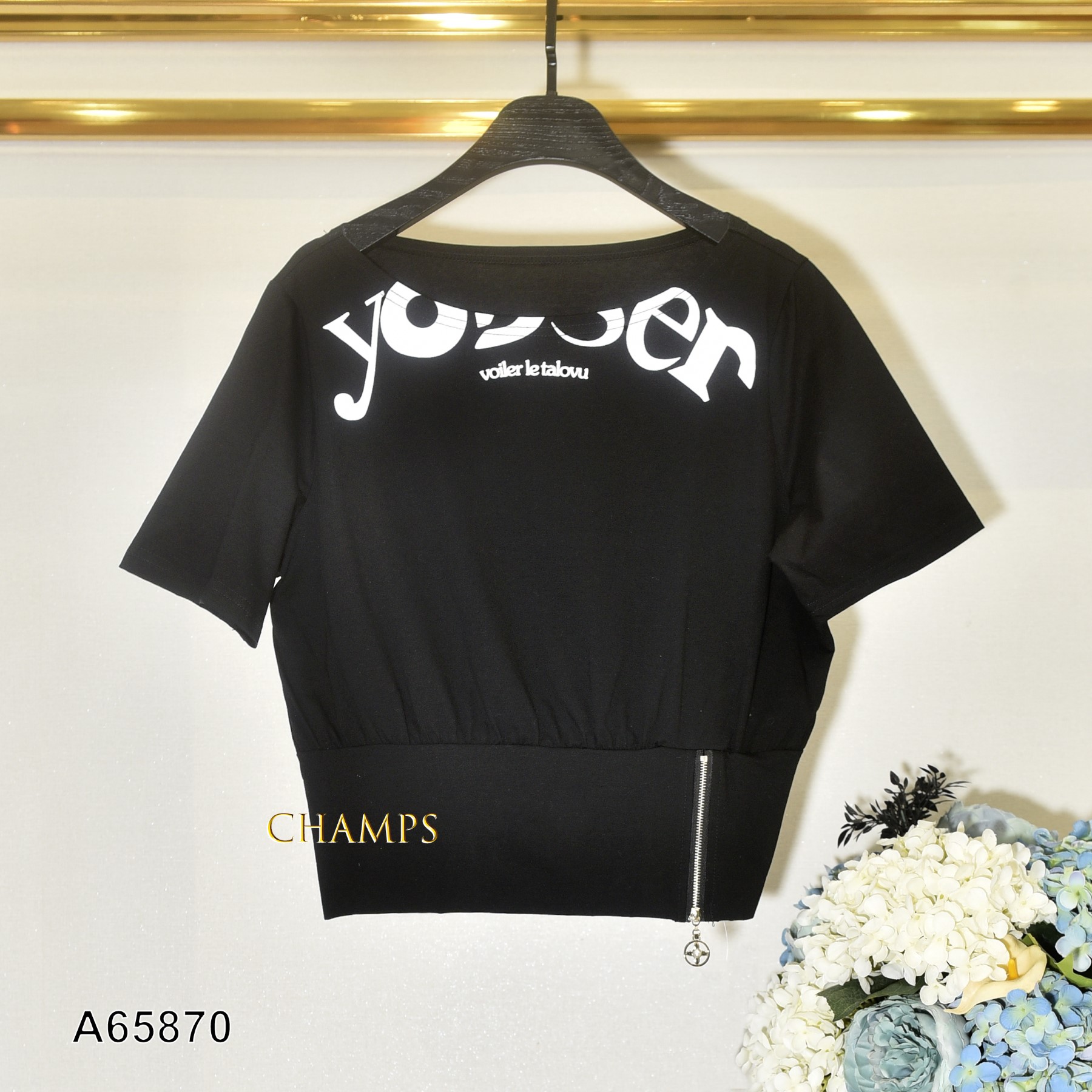 ÁO THUN ĐEN LỬNG KHÓA 65870