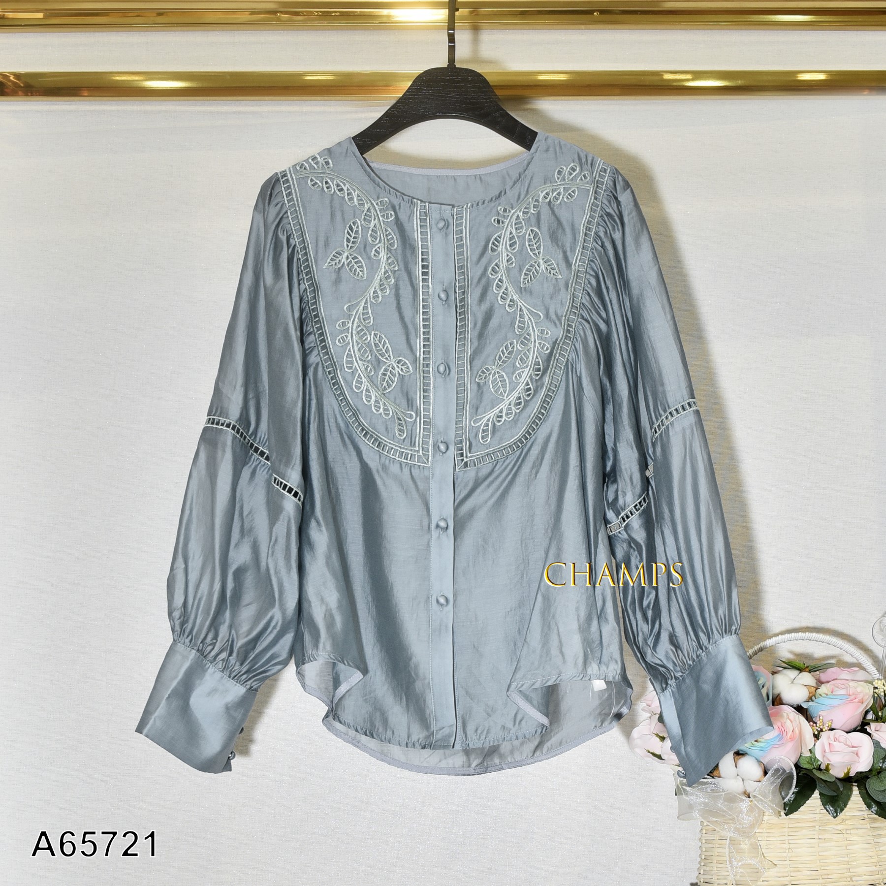 ÁO XÔ TƠ THÊU XANH 65721