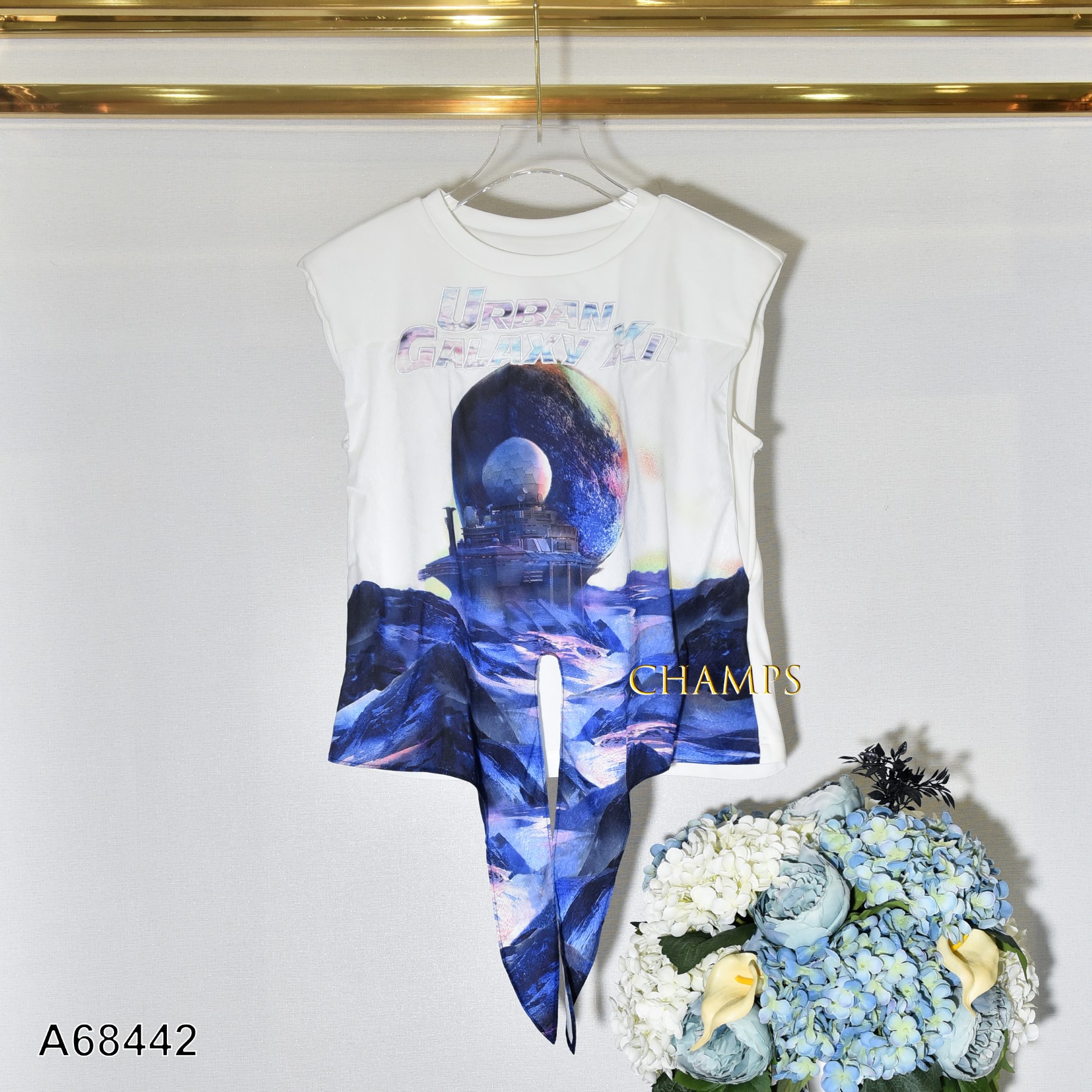 ÁO LỤA HOA TIẾT XANH CỘT DÂY 68442