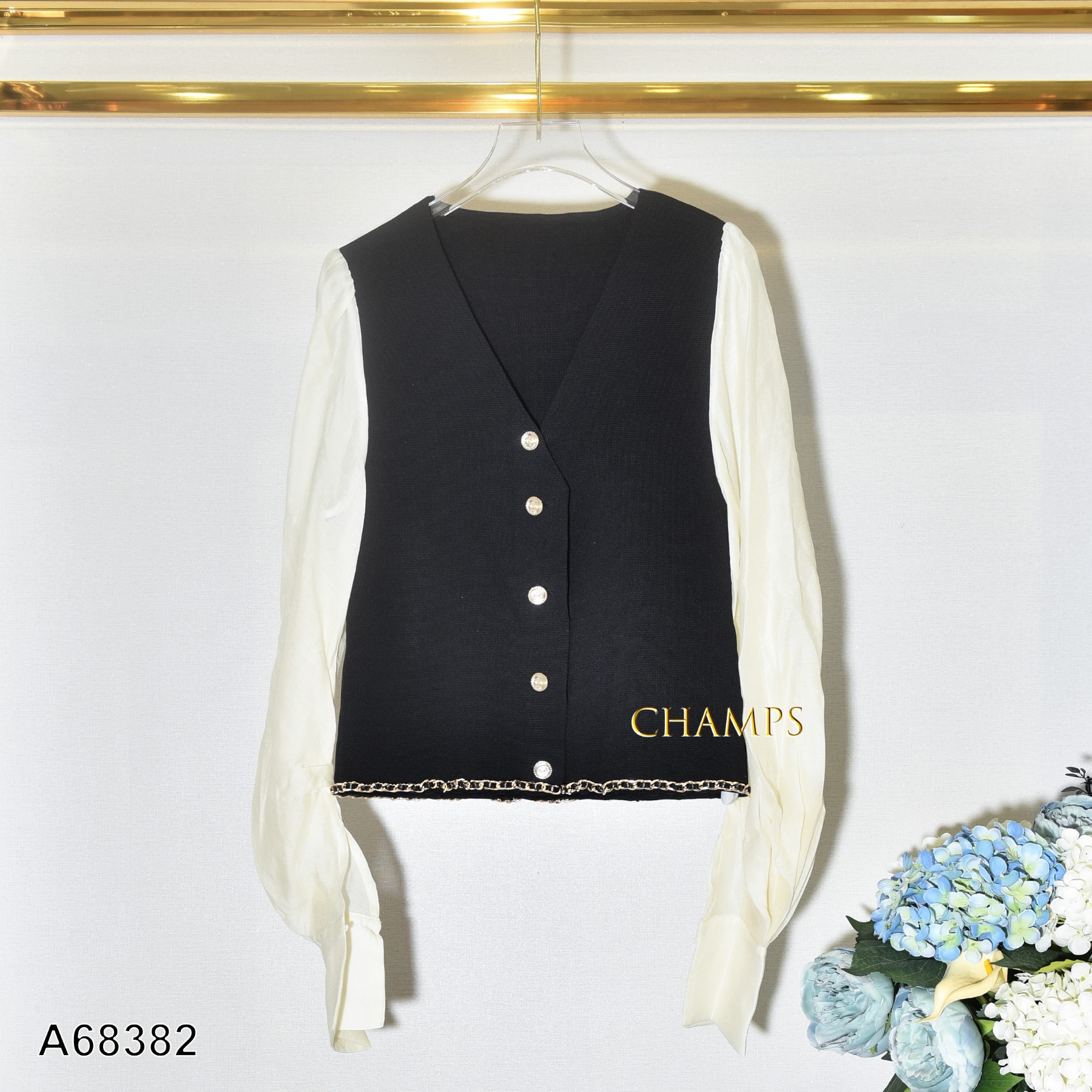 ÁO LEN ĐEN TAY LỤA 68382