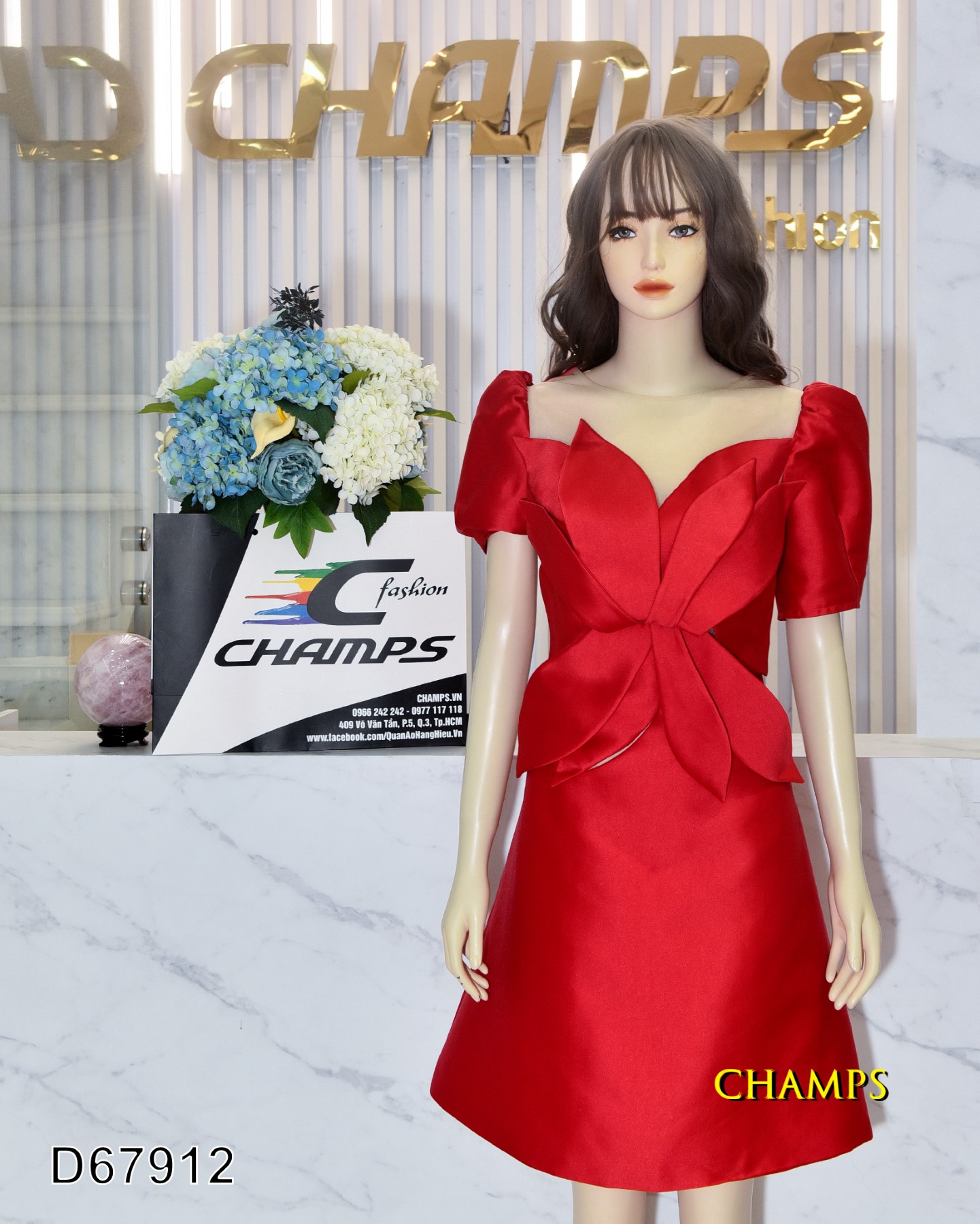 ĐẦM ĐỎ HOA LAZE 67912