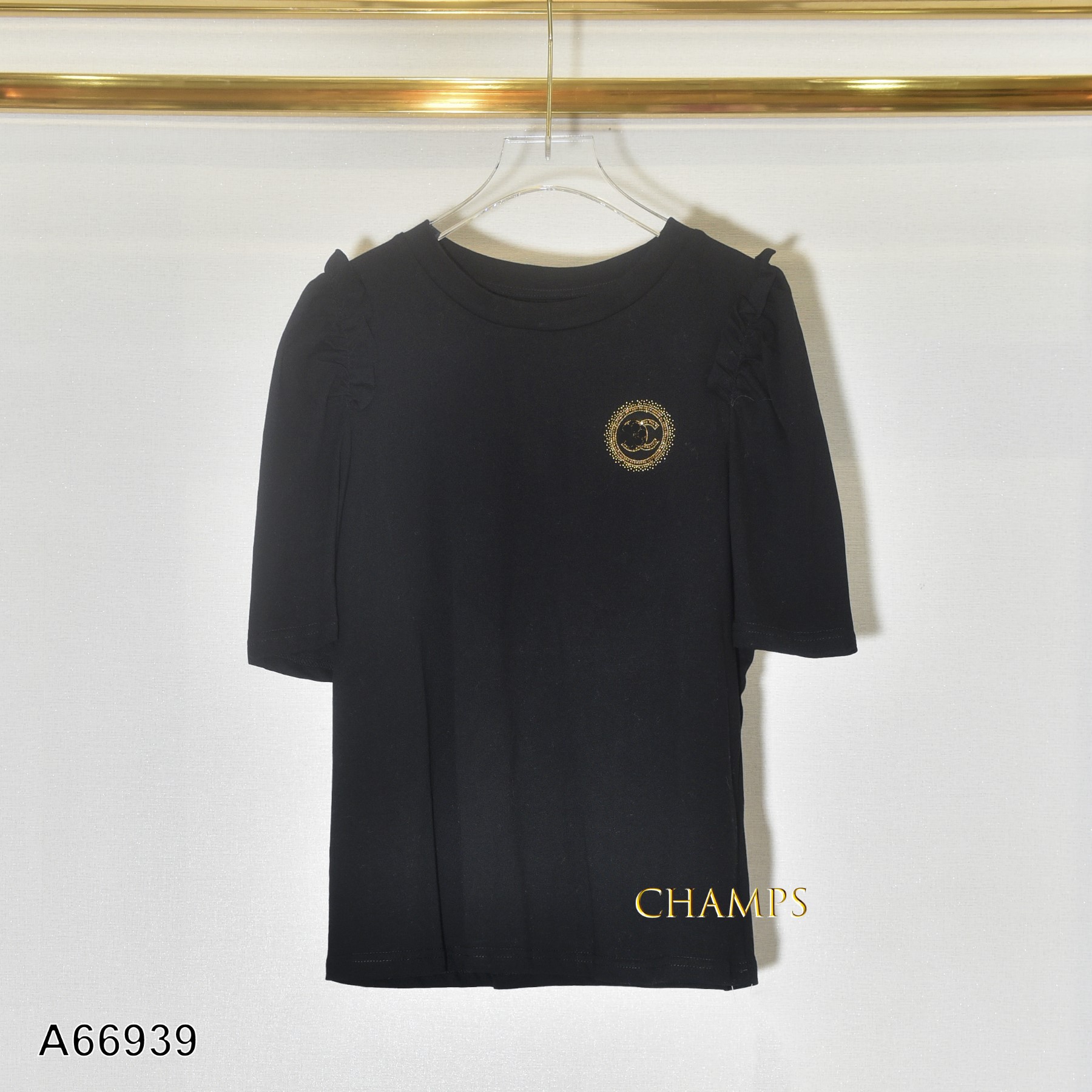 ÁO THUN ĐEN CHANEL CƯỜM 66939