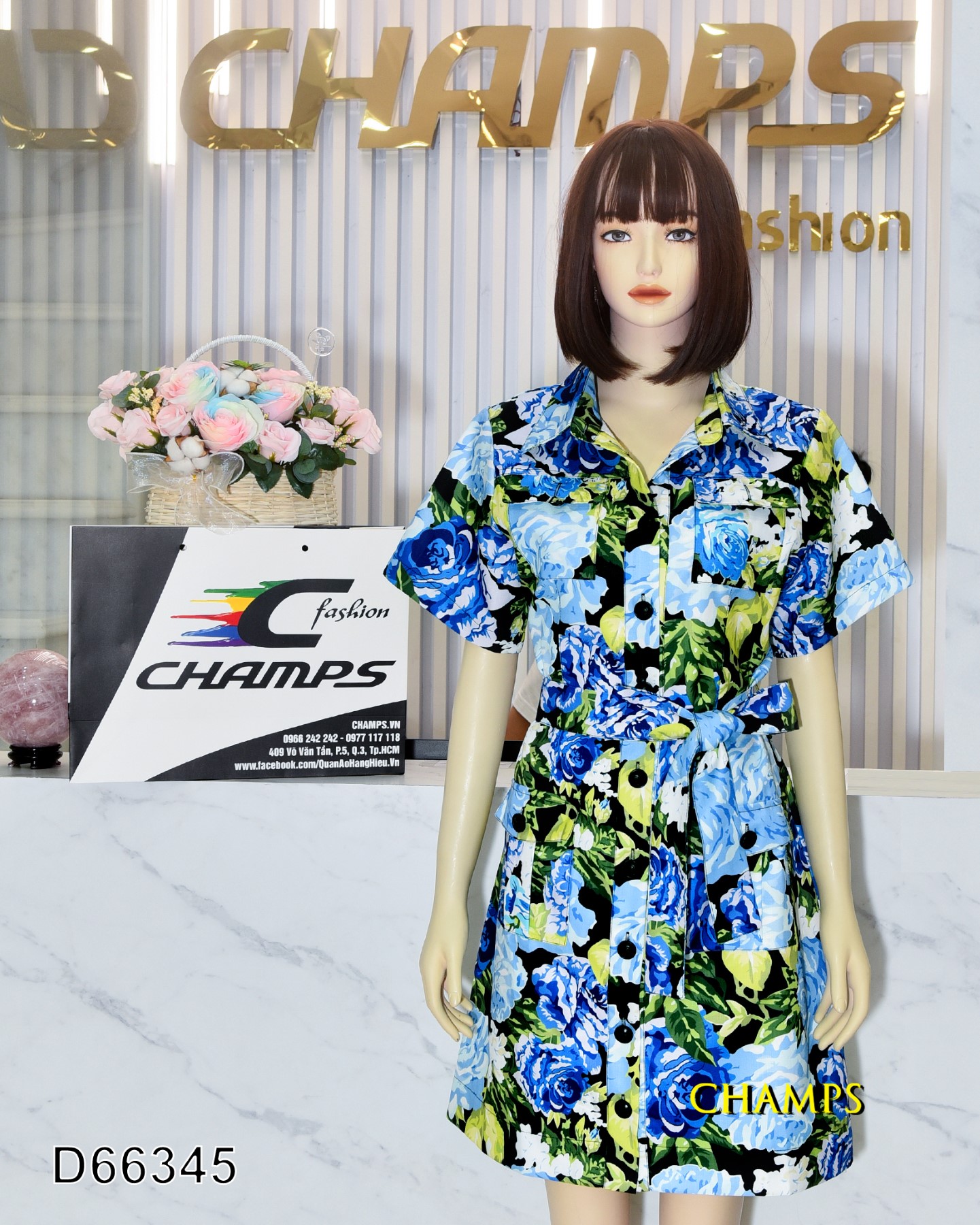 ĐẦM LOANG MÀU HOA XANH 66345