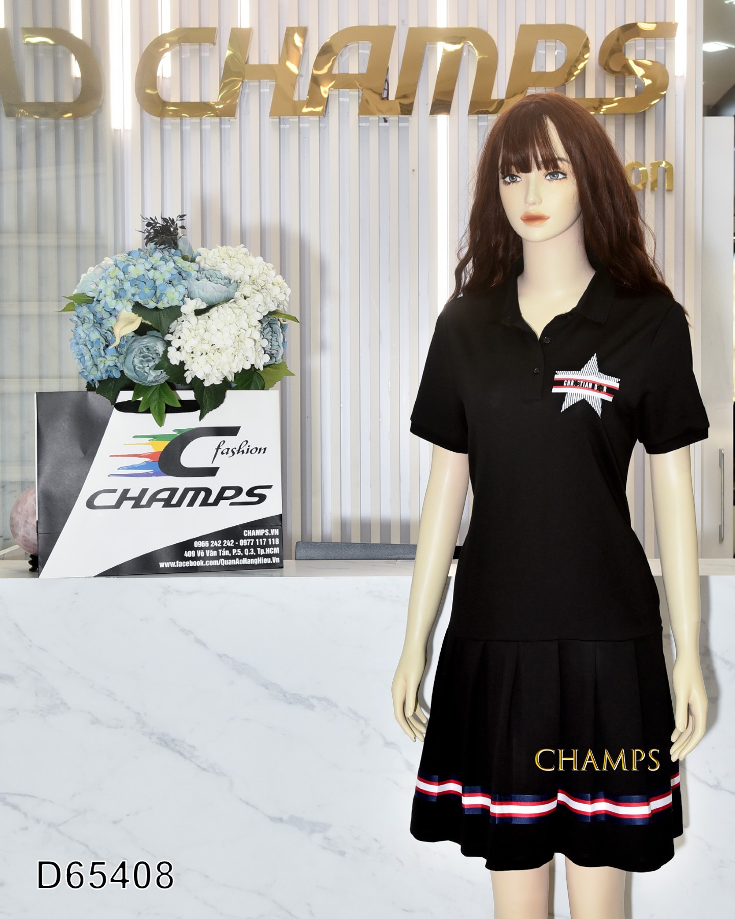 ĐẦM THUN DĐEN DIOR NGÔI SAO 65408