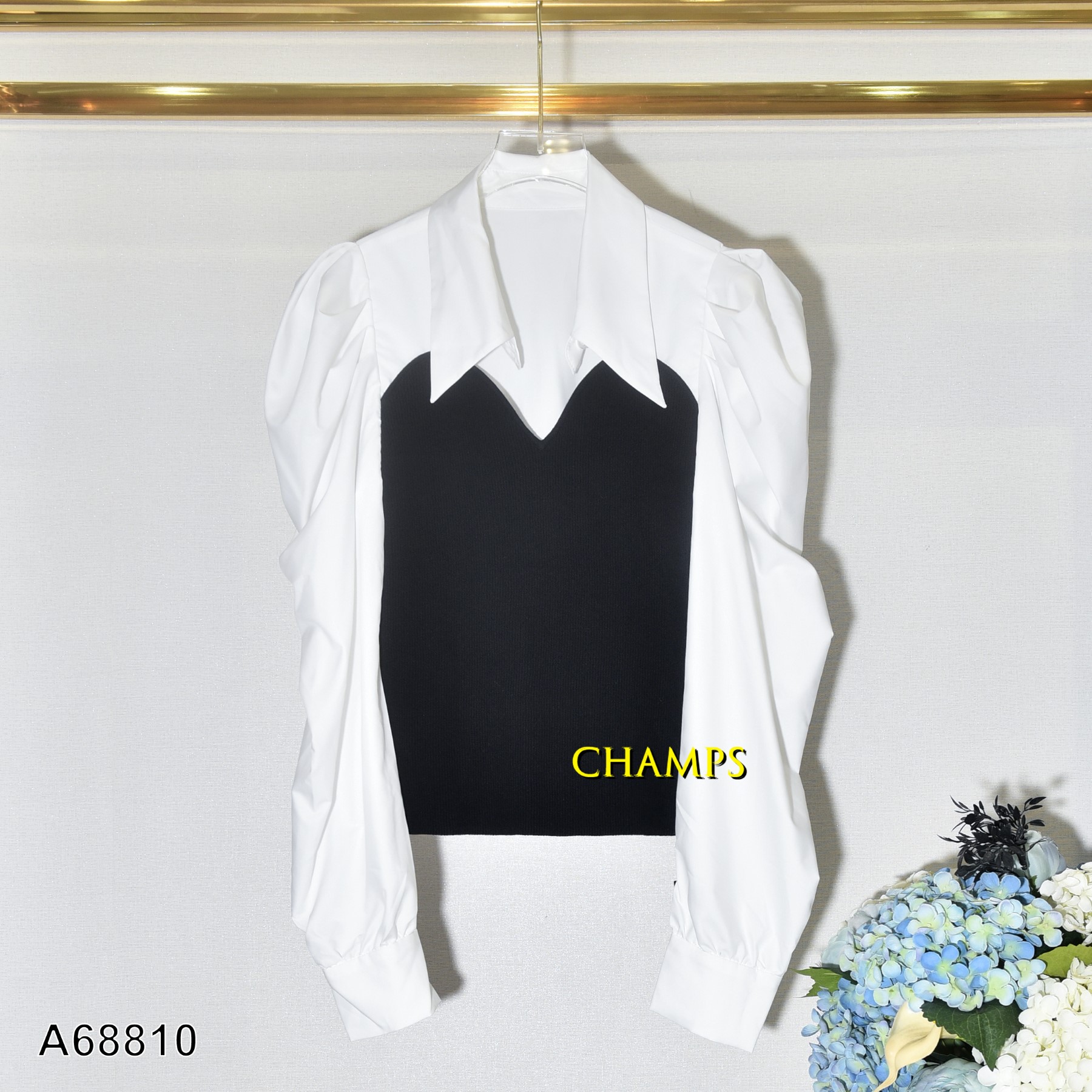 ÁO LEN ĐEN PHỐI SƠ MI 68810