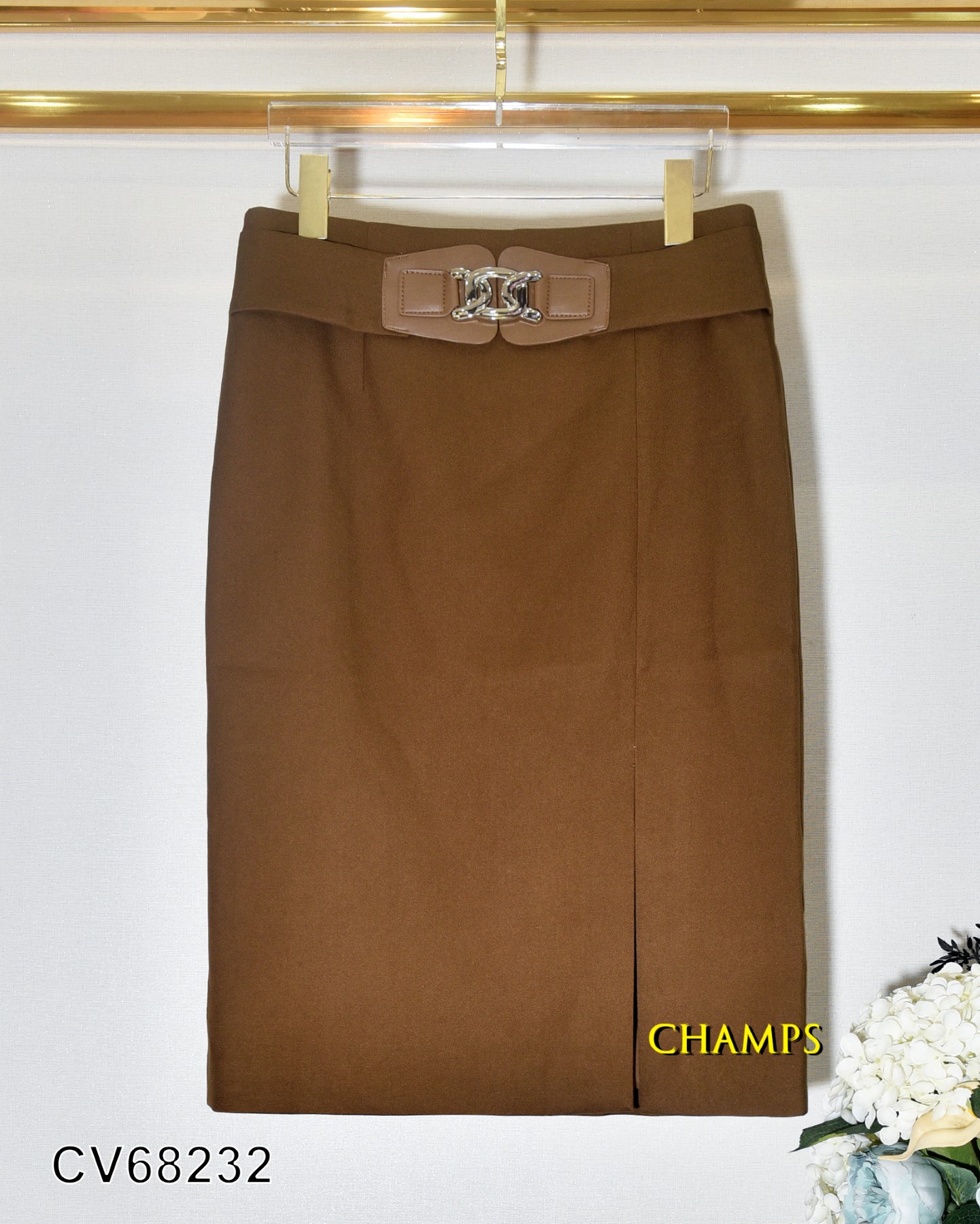 CHÂN VÁY NÂU ÔM KHÓA TRẮNG 68232