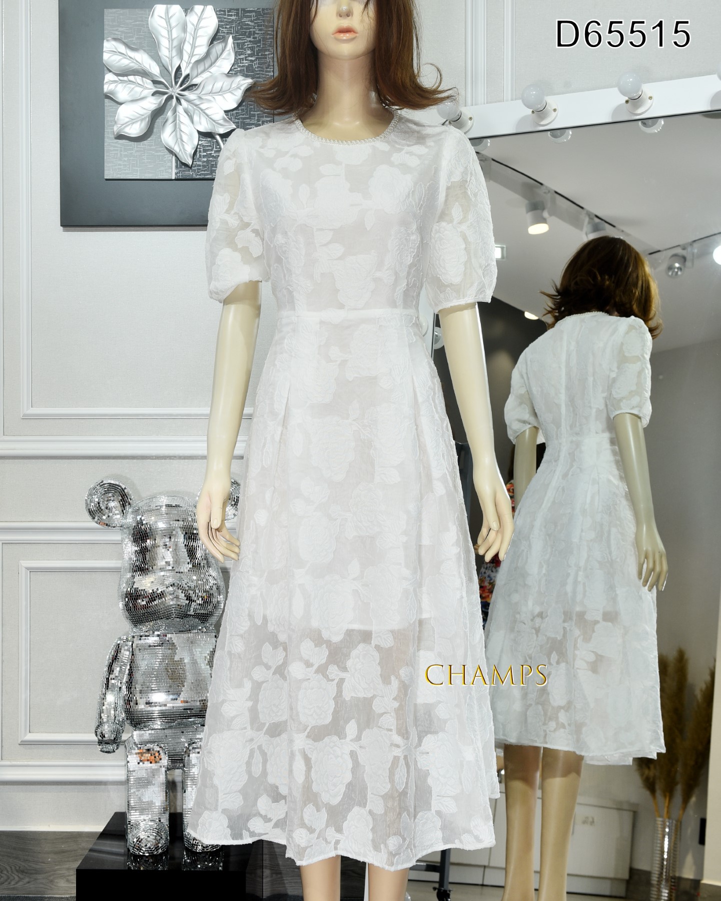 ĐẦM TRẮNG DÀI CỔ CƯỜM 65515