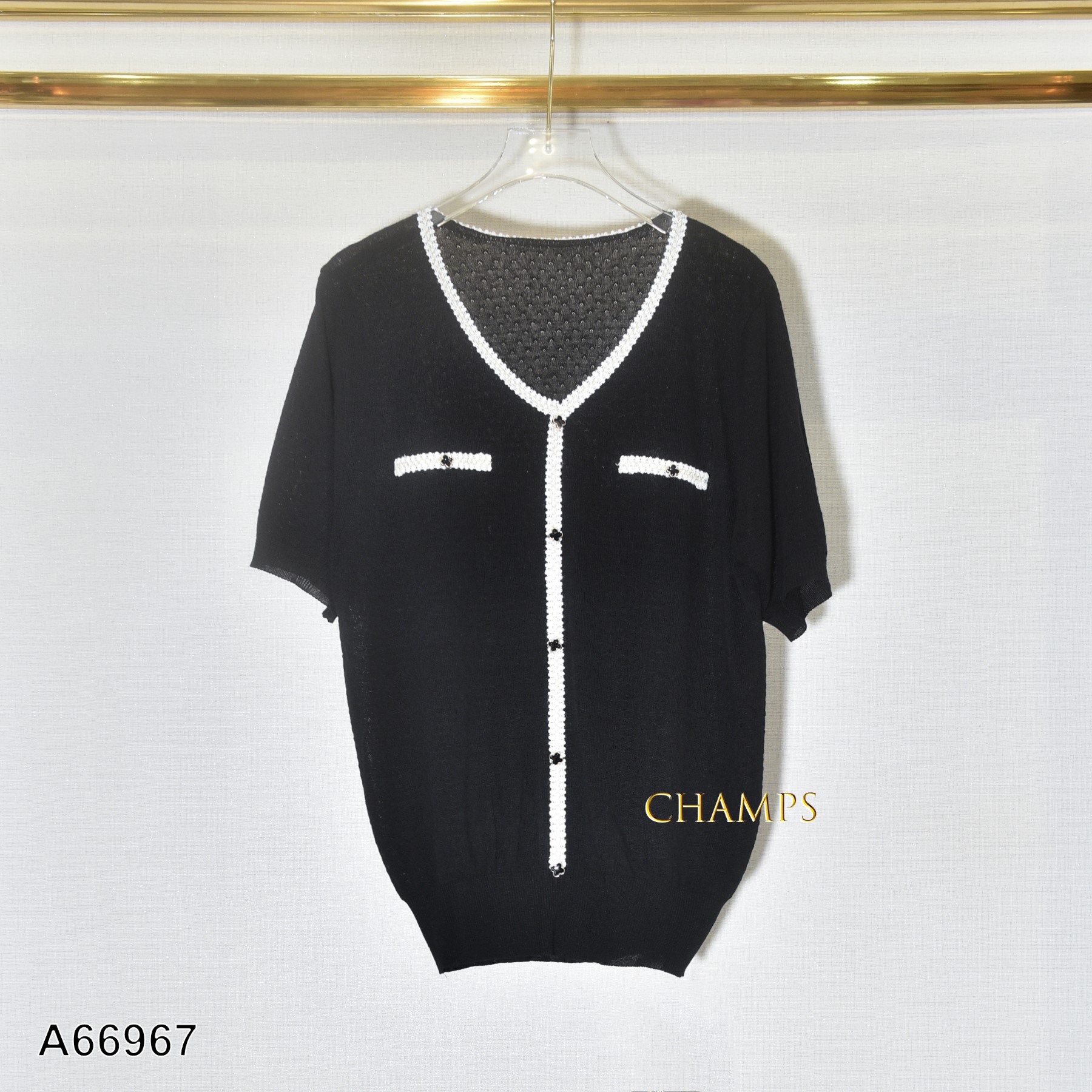 ÁO LEN KẺ CÁC MẪU NÚT ĐEN 66967