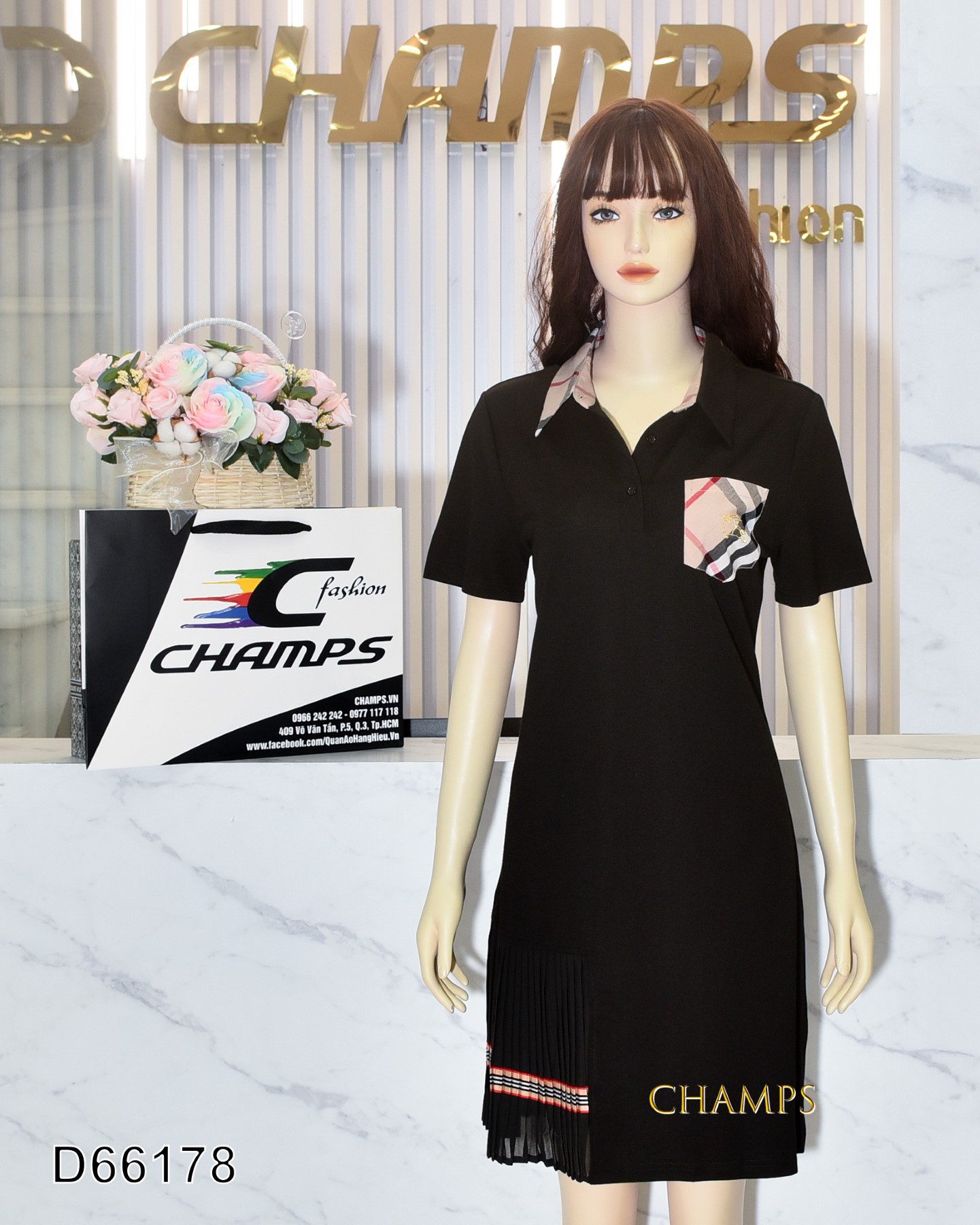 ĐẦM THUN ĐEN 2 BÊN BÈO NHÚNG 66178