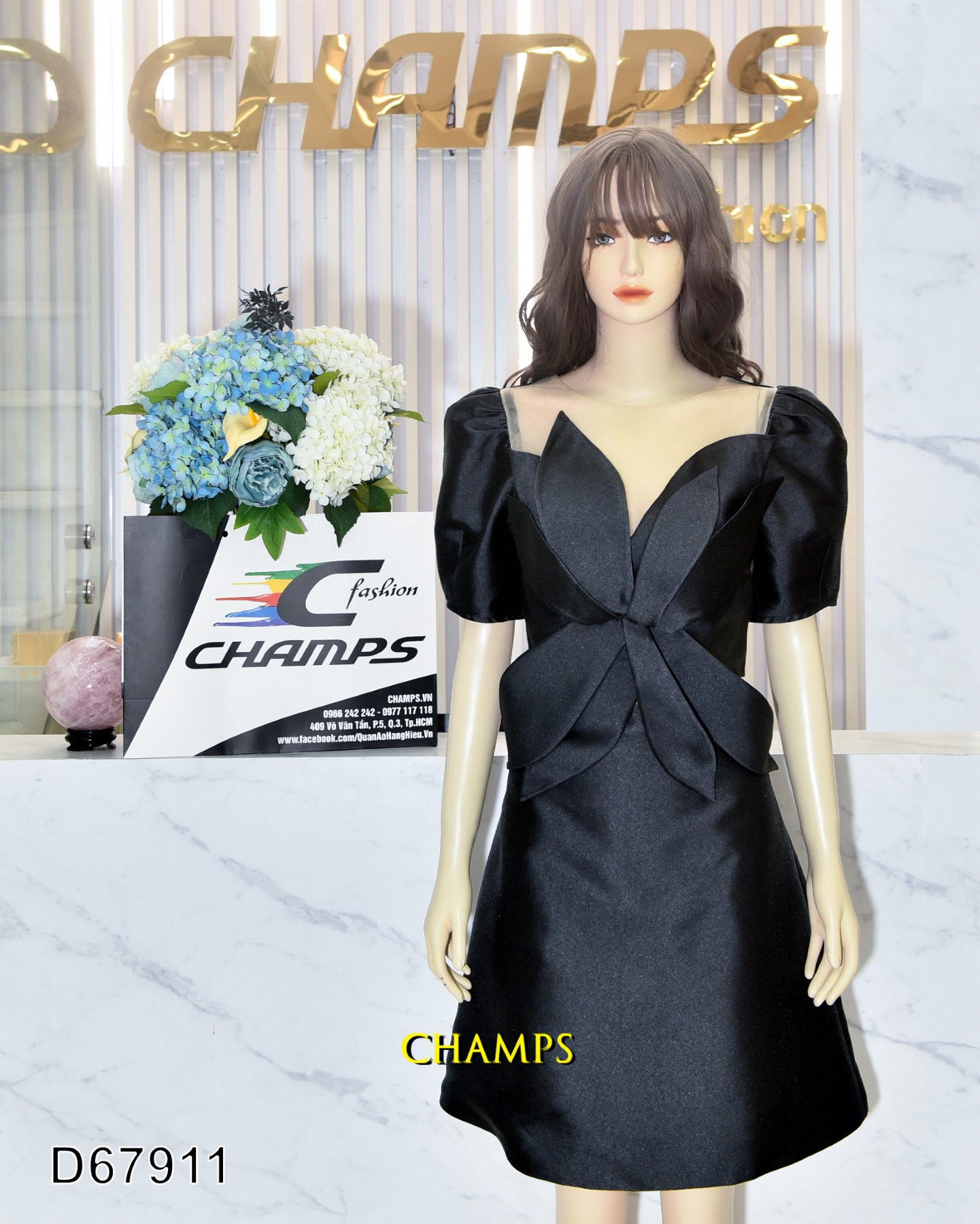 ĐẦM ĐEN HOA LAZE 67911