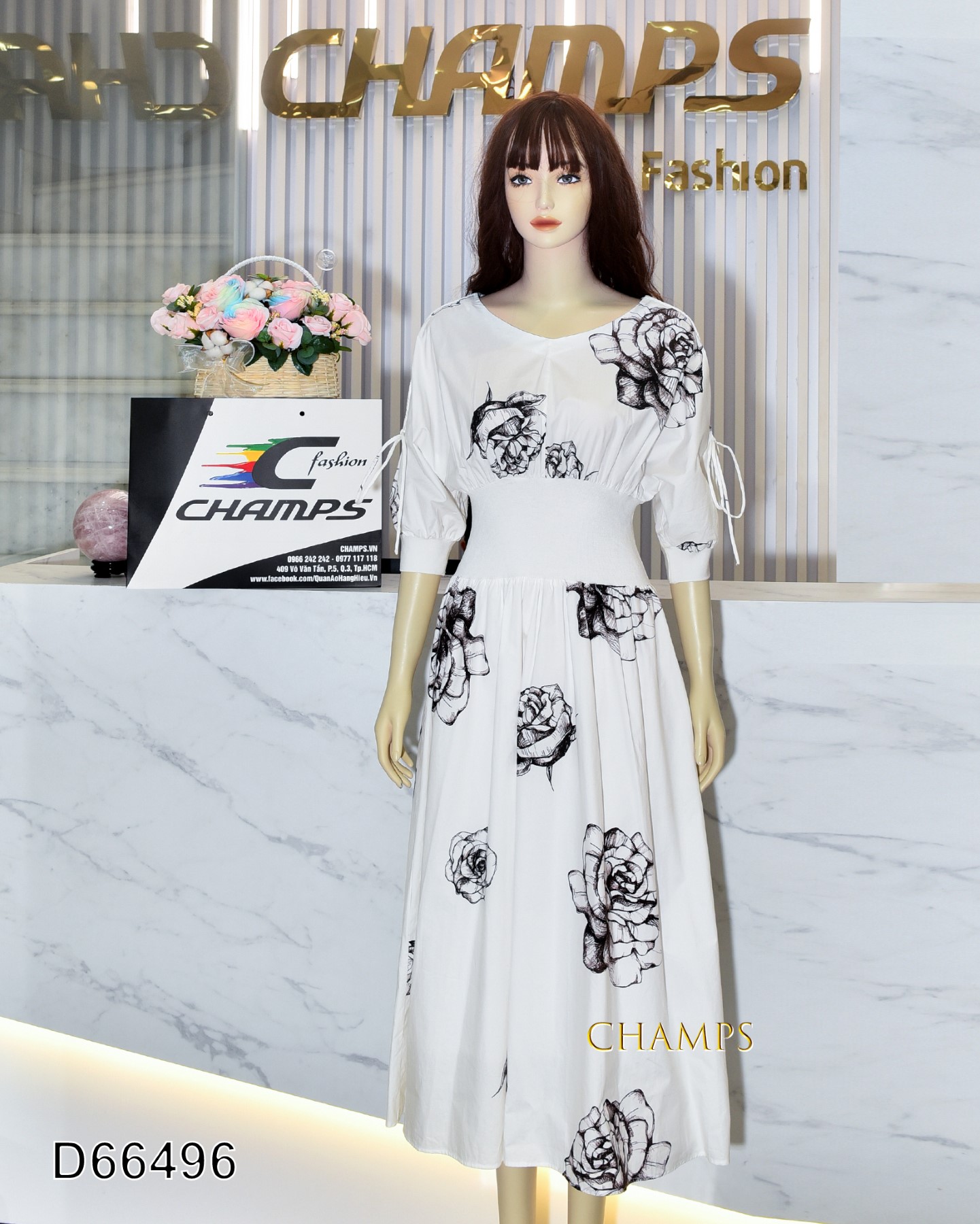 ĐẦM TRẮNG HOA ĐEN 66496