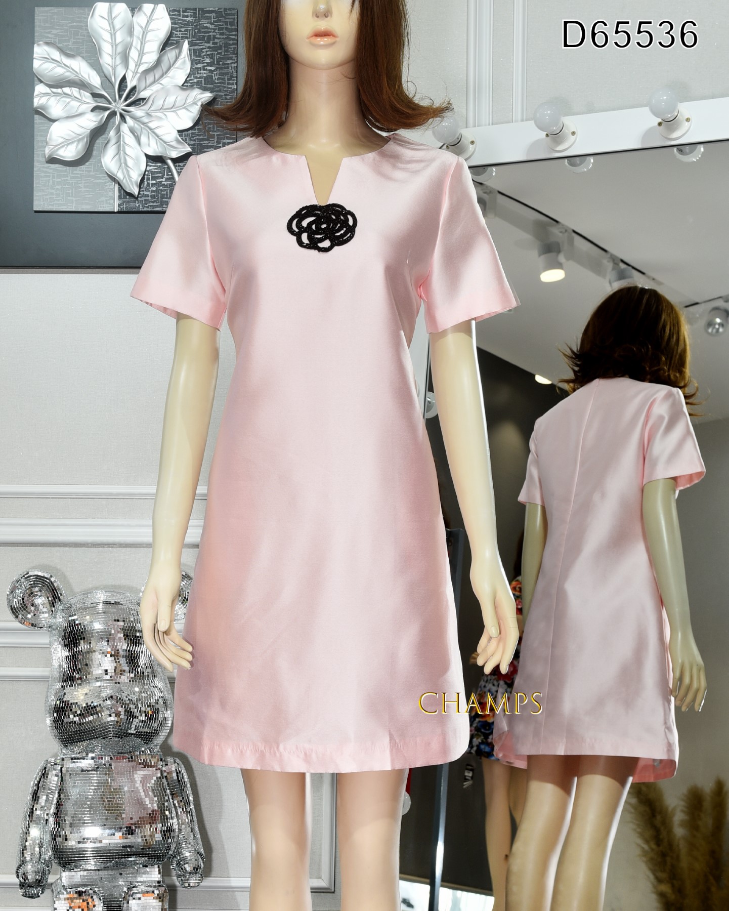 ĐẦM SUÔN HỒNG HOA CƯỜM CHANEL 65536