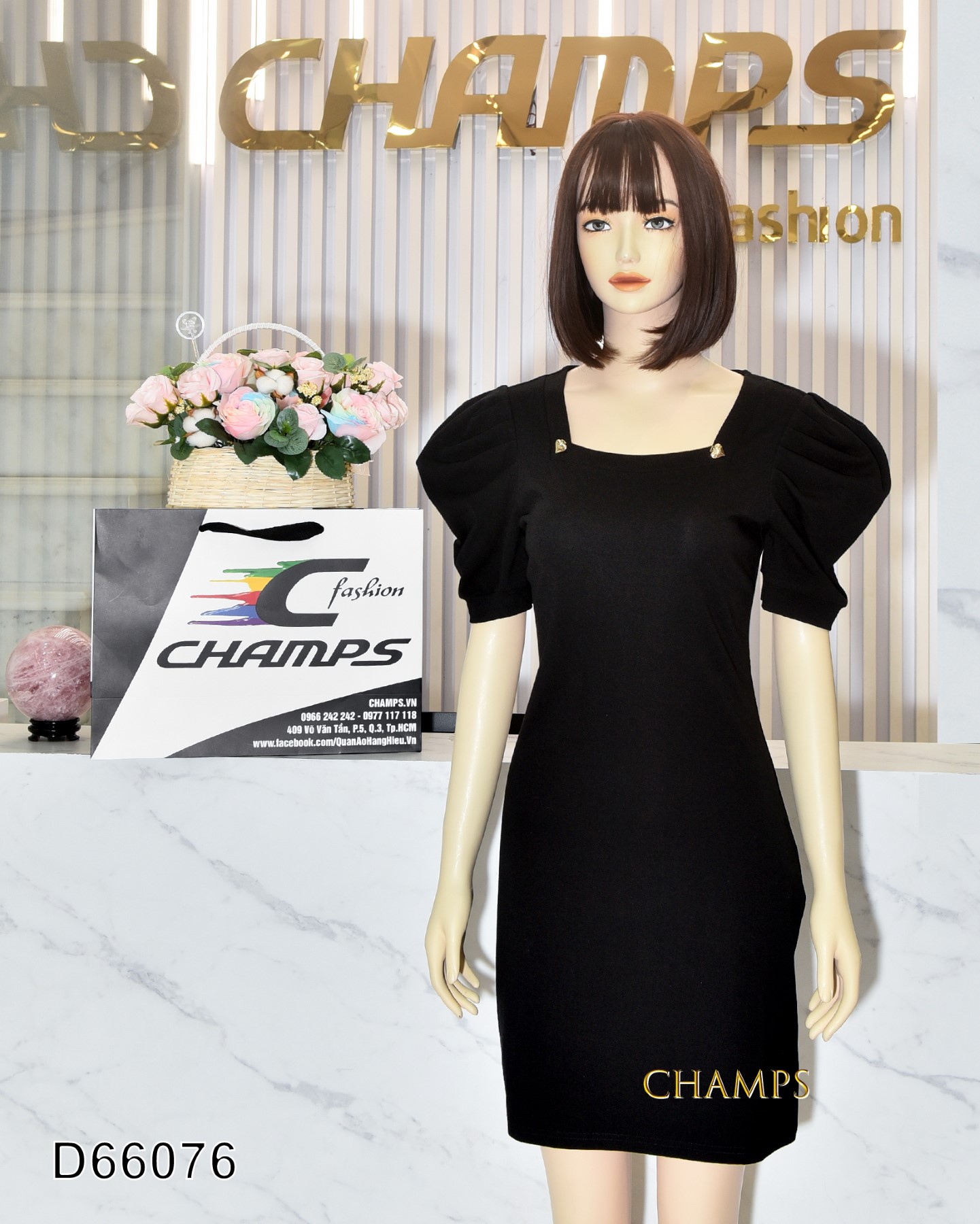 ĐẦM THUN ĐEN LOGO TIM 66076