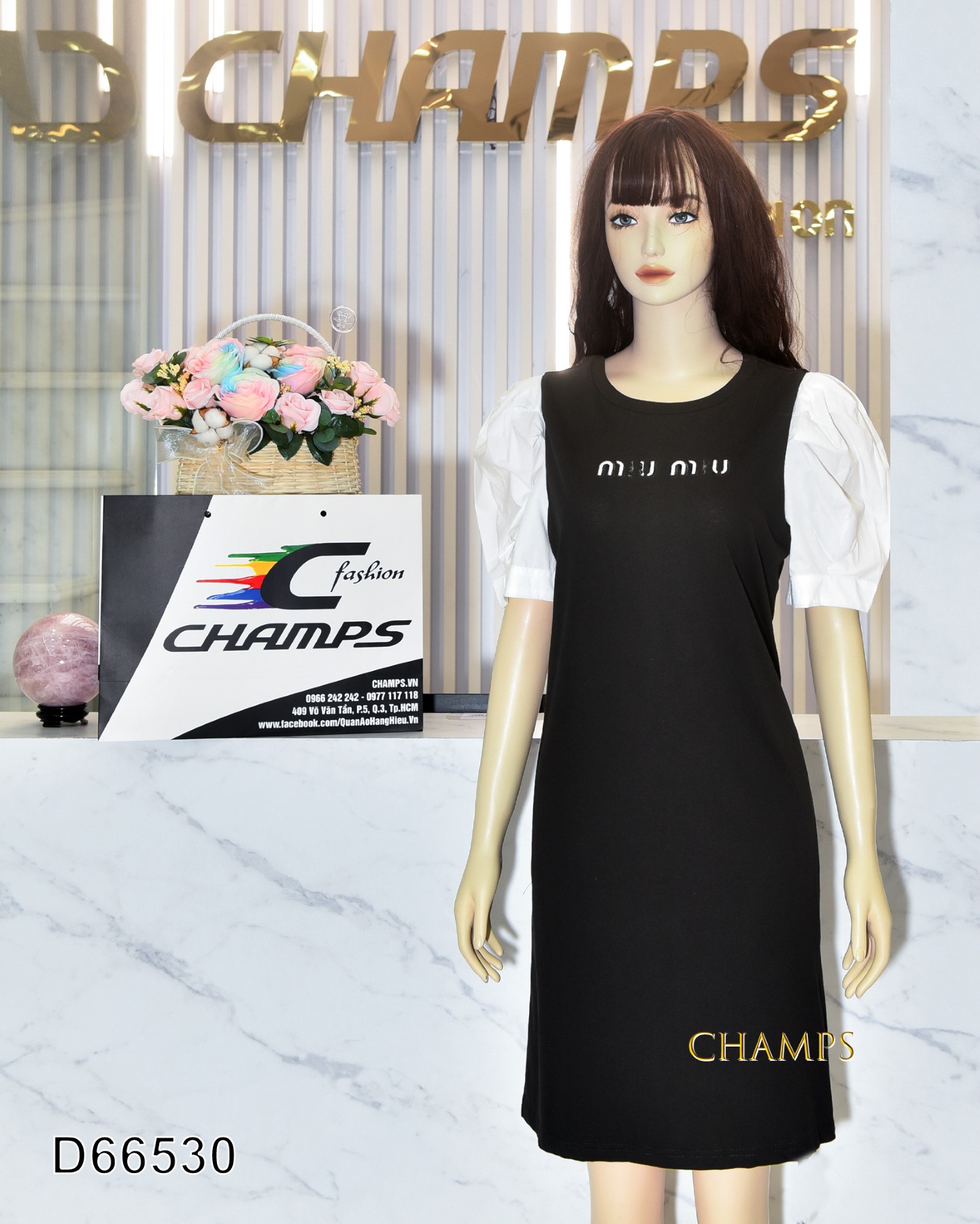 ĐẦM THUN ĐEN MIUMIU +CÀI 66530