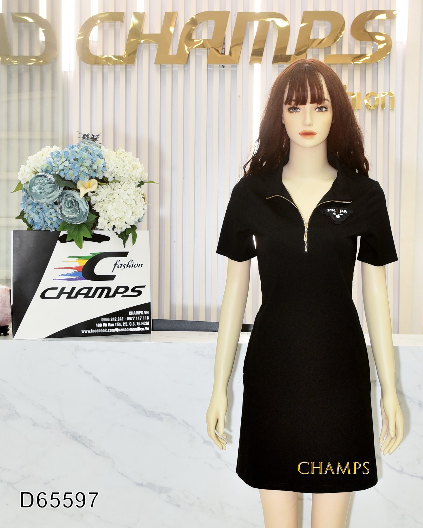 ĐẦM THUN ĐEN PRADA 65597