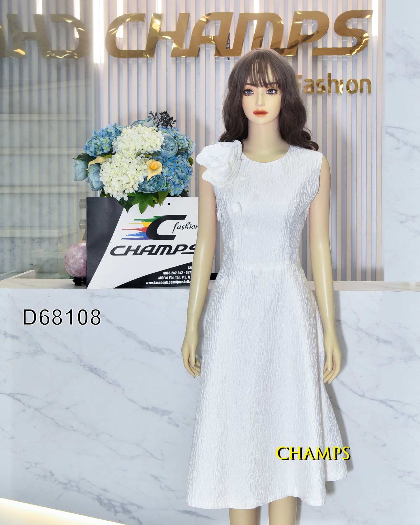 ĐẦM TRẮNG XÒE HOA VAI 68108