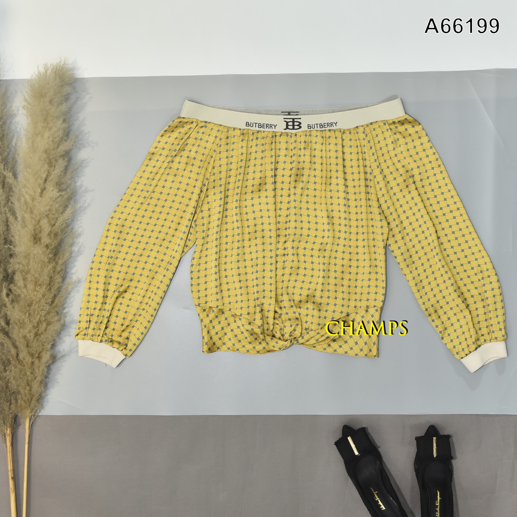 ÁO LỤA VÀNG BO LEN 66199