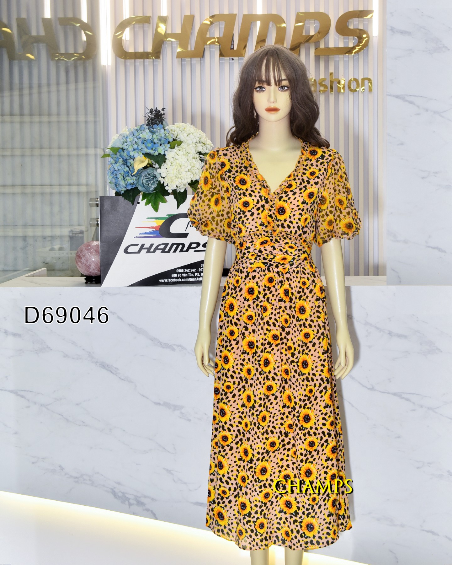 ĐẦM LỤA HOA HƯỚNG DƯƠNG 69046