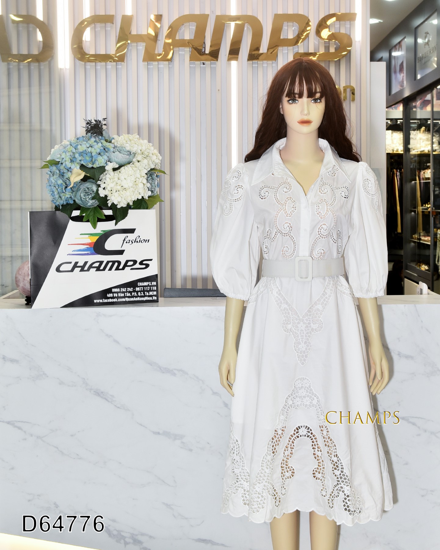 ĐẦM TRẮNG THÊU EO THÊU+DN 64776