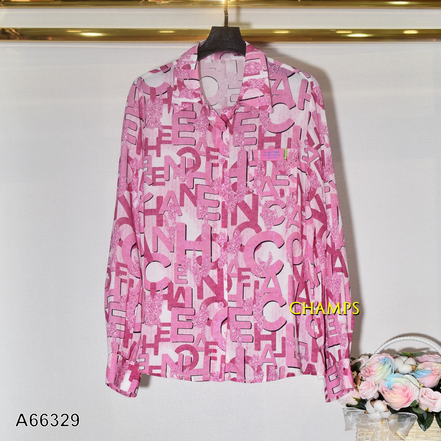 ÁO LỤA SƠ MI HỒNG 66329