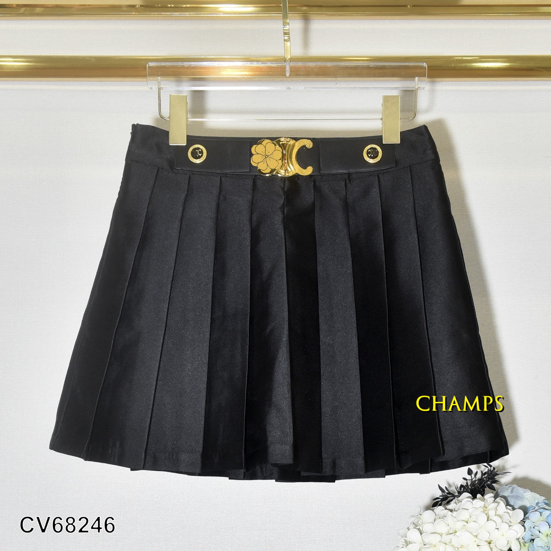 CHÂN VÁY XẾP LY ĐEN KHÓA 68246