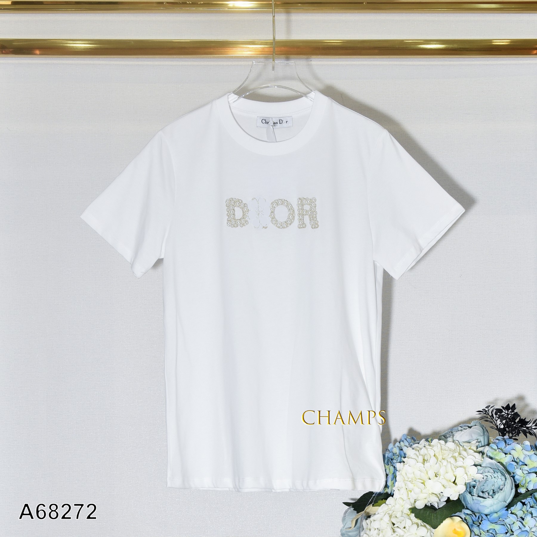 ÁO THUN TRẮNG DIOR ĐÍNH HẠT BẸT 68272
