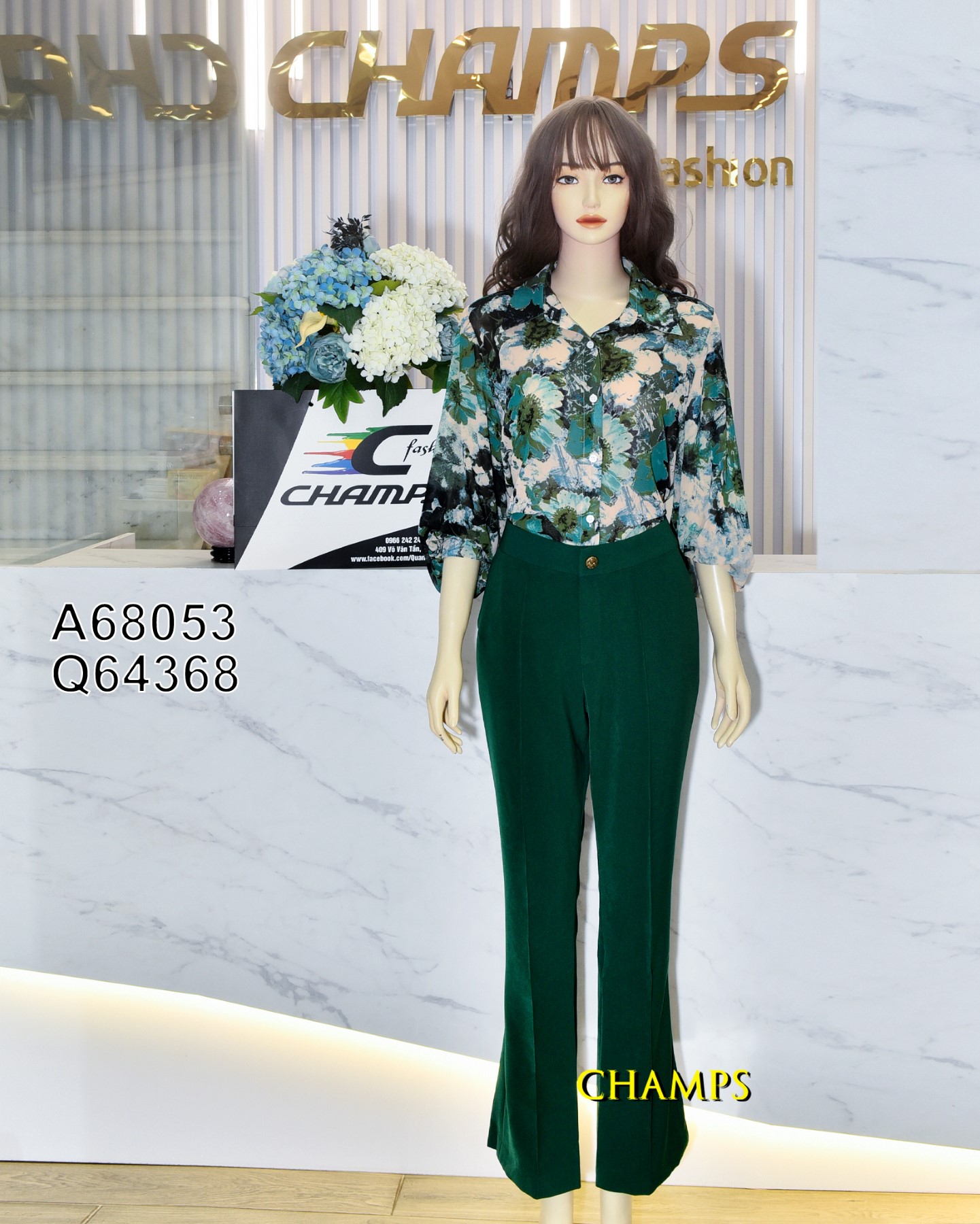 ÁO SƠ MI LỤA XANH 68053