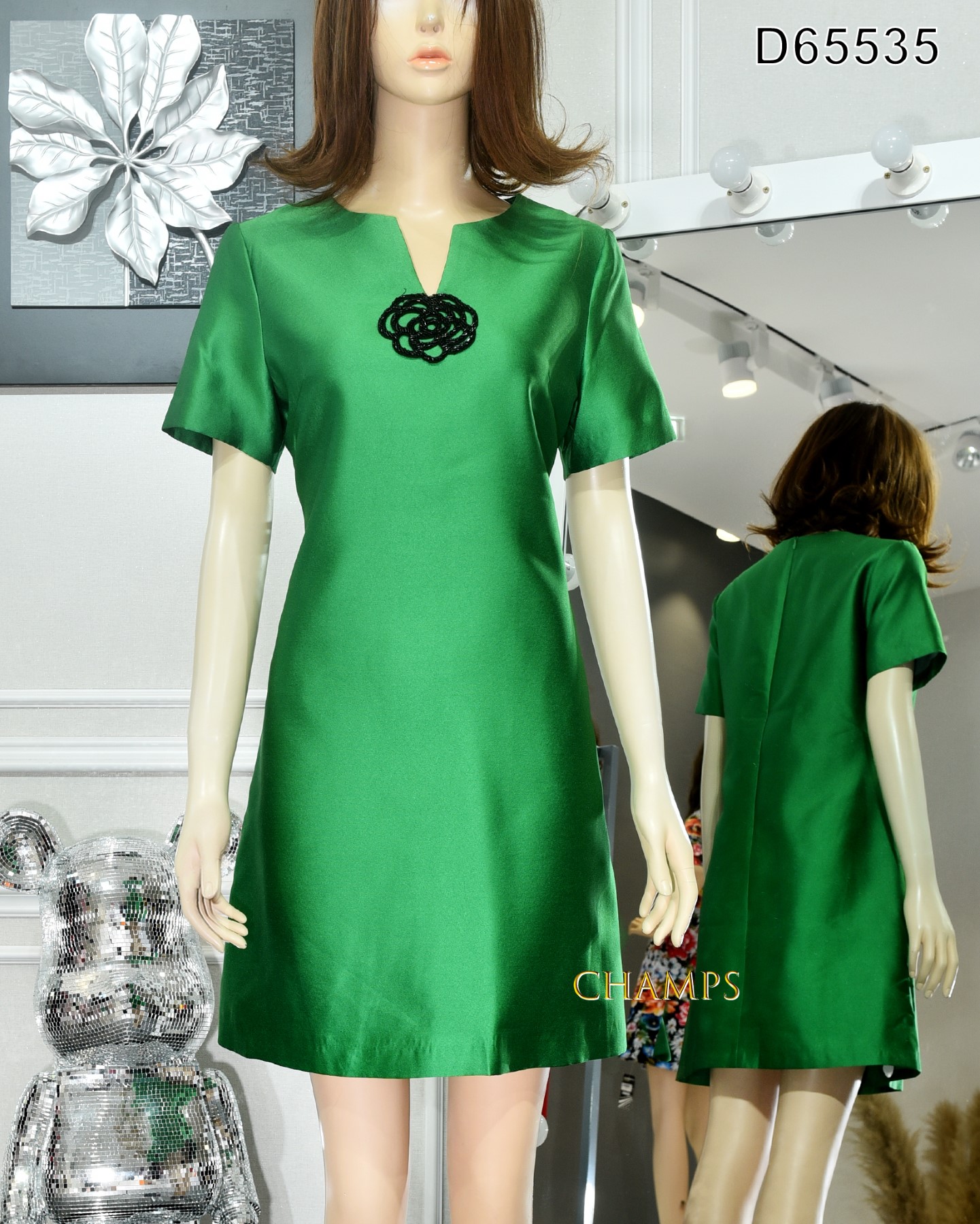 ĐẦM SUÔN XANH HOA CƯỜM CHANEL 65535