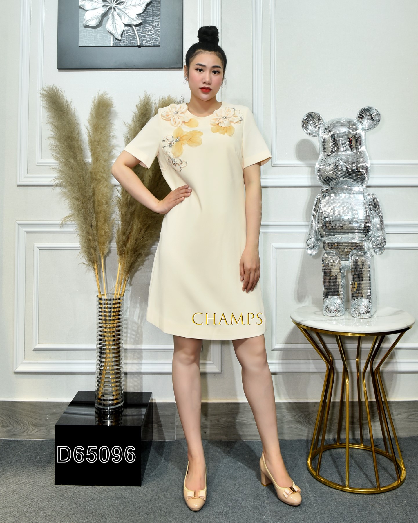 ĐẦM KEM HOA NỐI 65096