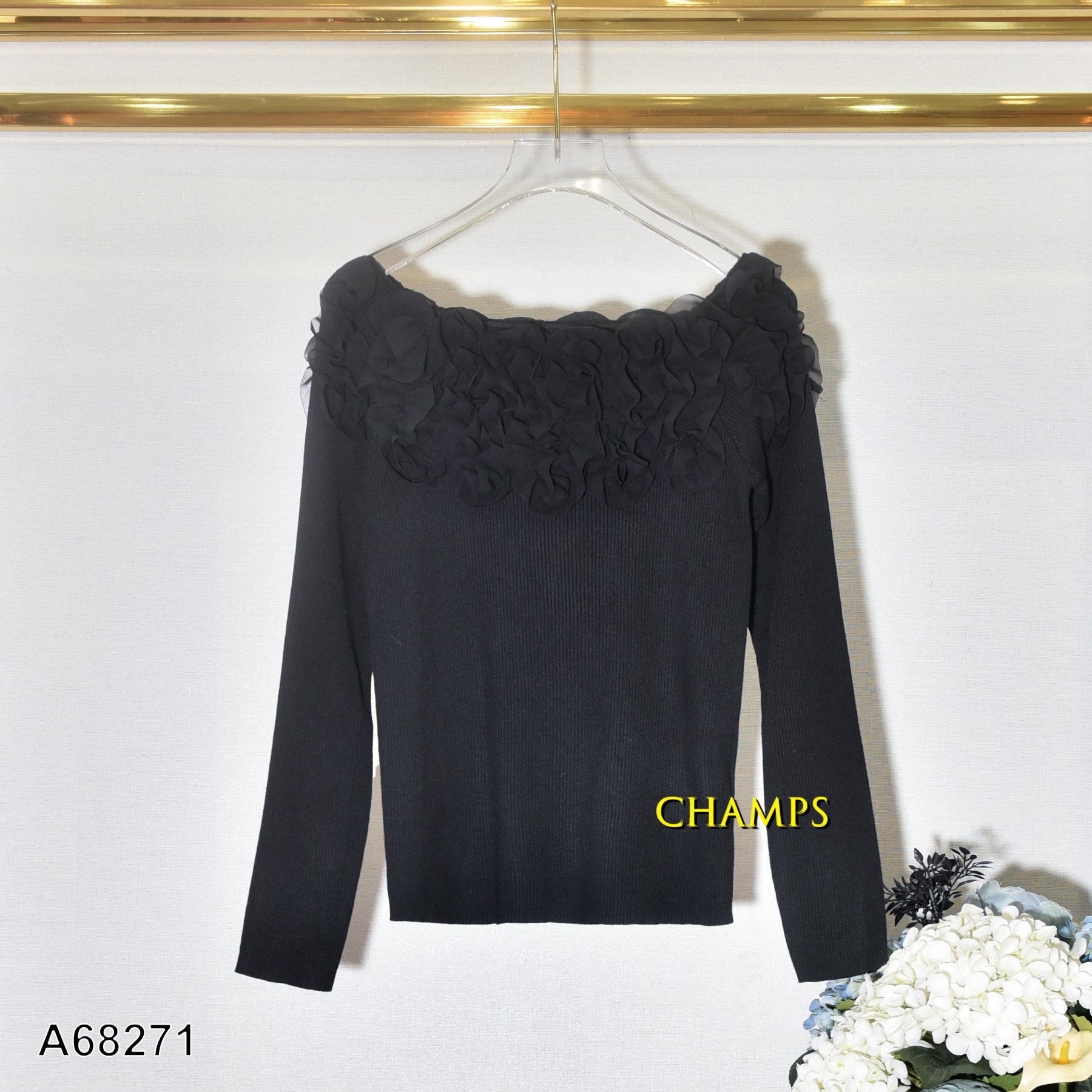 ÁO LEN ĐEN TRỄ VAI BÈO 68271