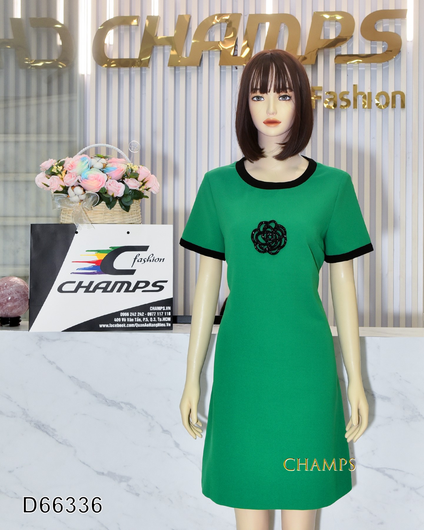 ĐẦM SUÔN XANH CHANEL 66336