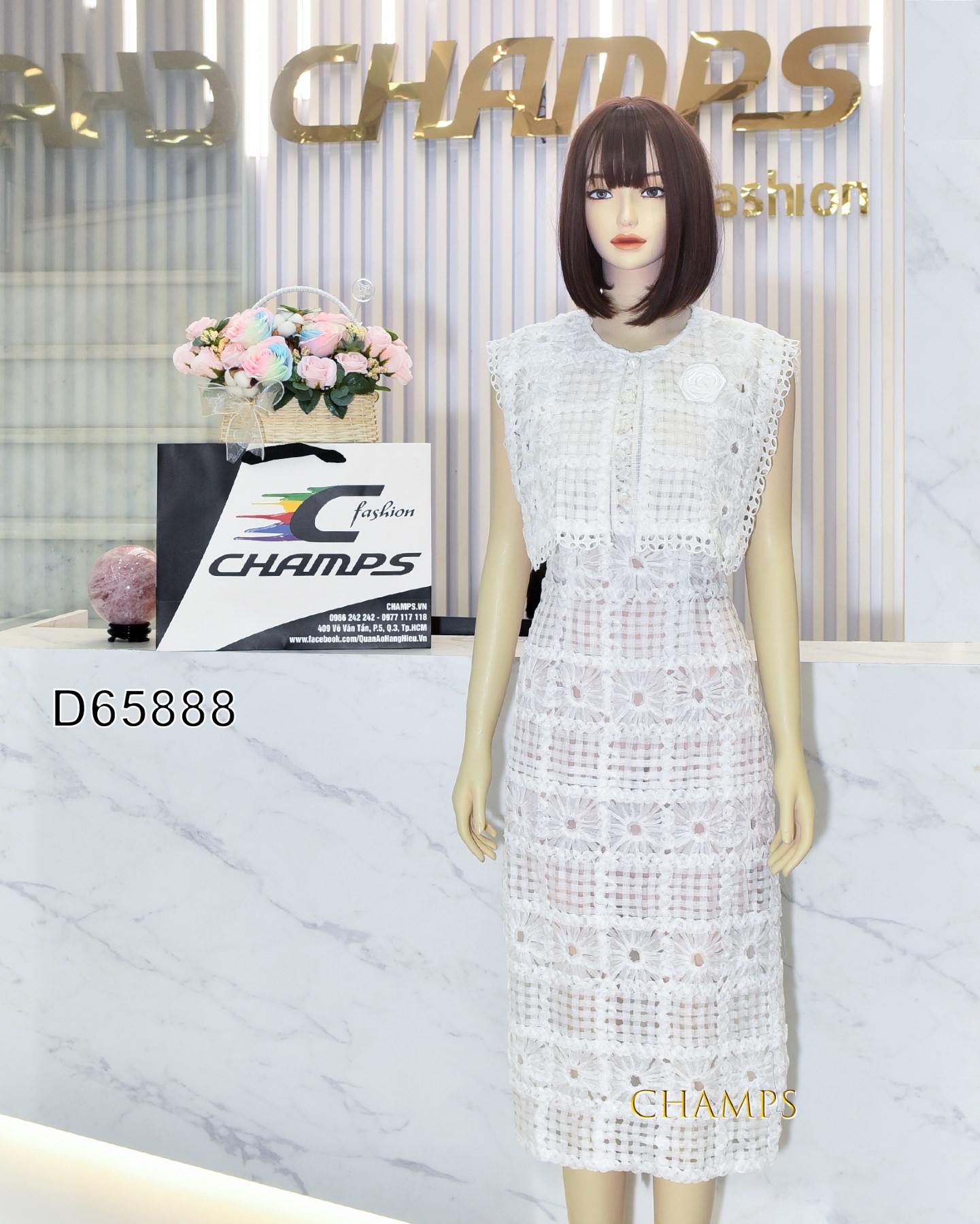 ĐẦM TRẮNG REN 65888