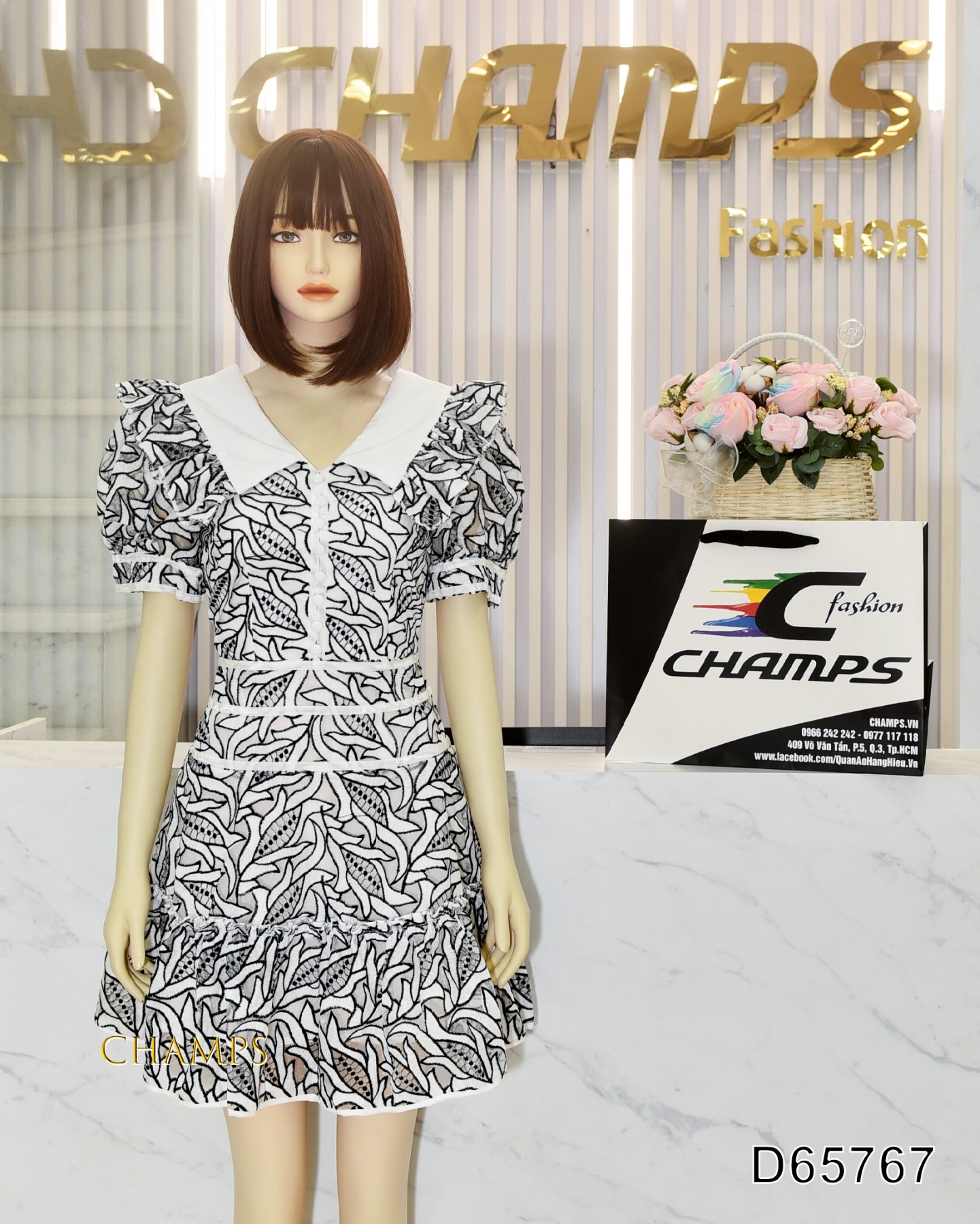 ĐẦM REN ĐEN TRẮNG 65767