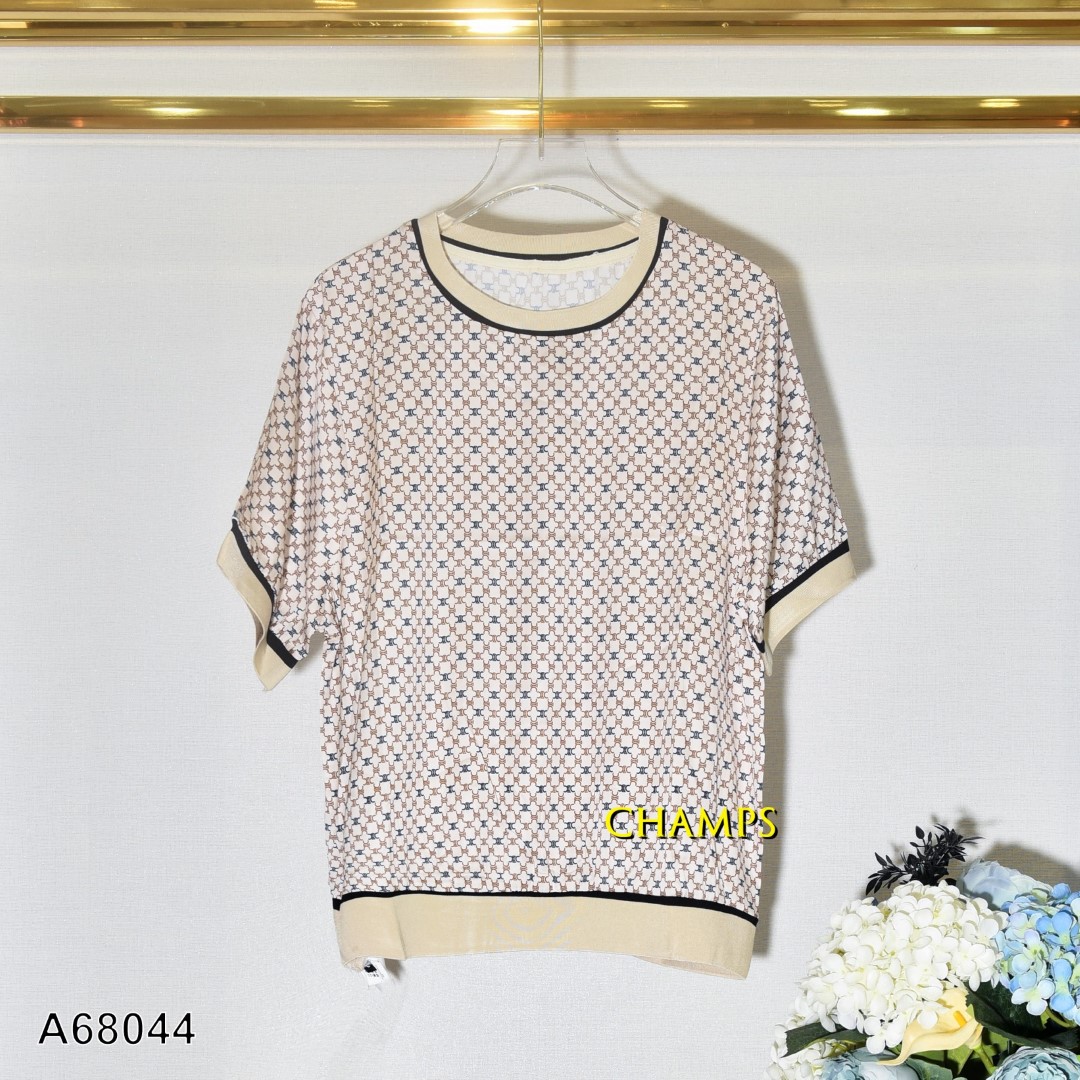 ÁO LỤA HOA NÂU BO LEN 68044