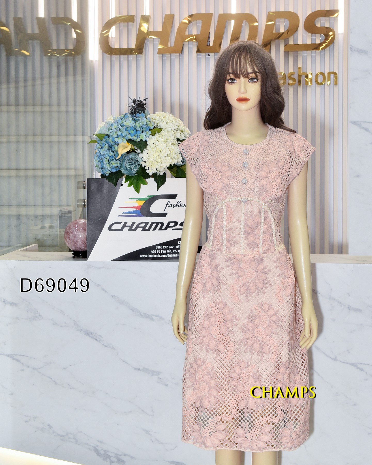 ĐẦM REN HỒNG DÀI 69049