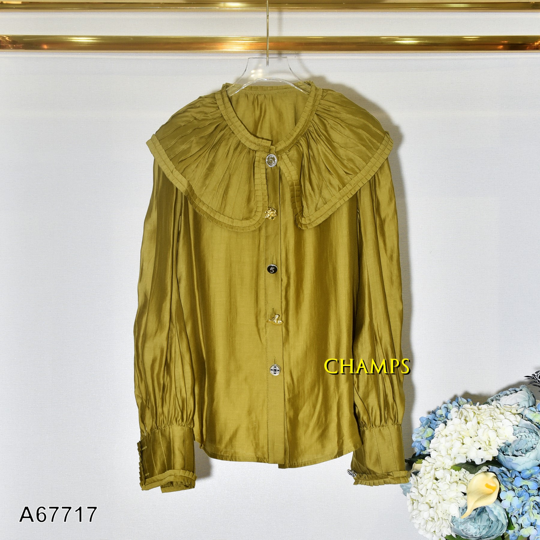 ÁO SƠ MI TƠ VÀNG NÂU CỔ SEN 67717